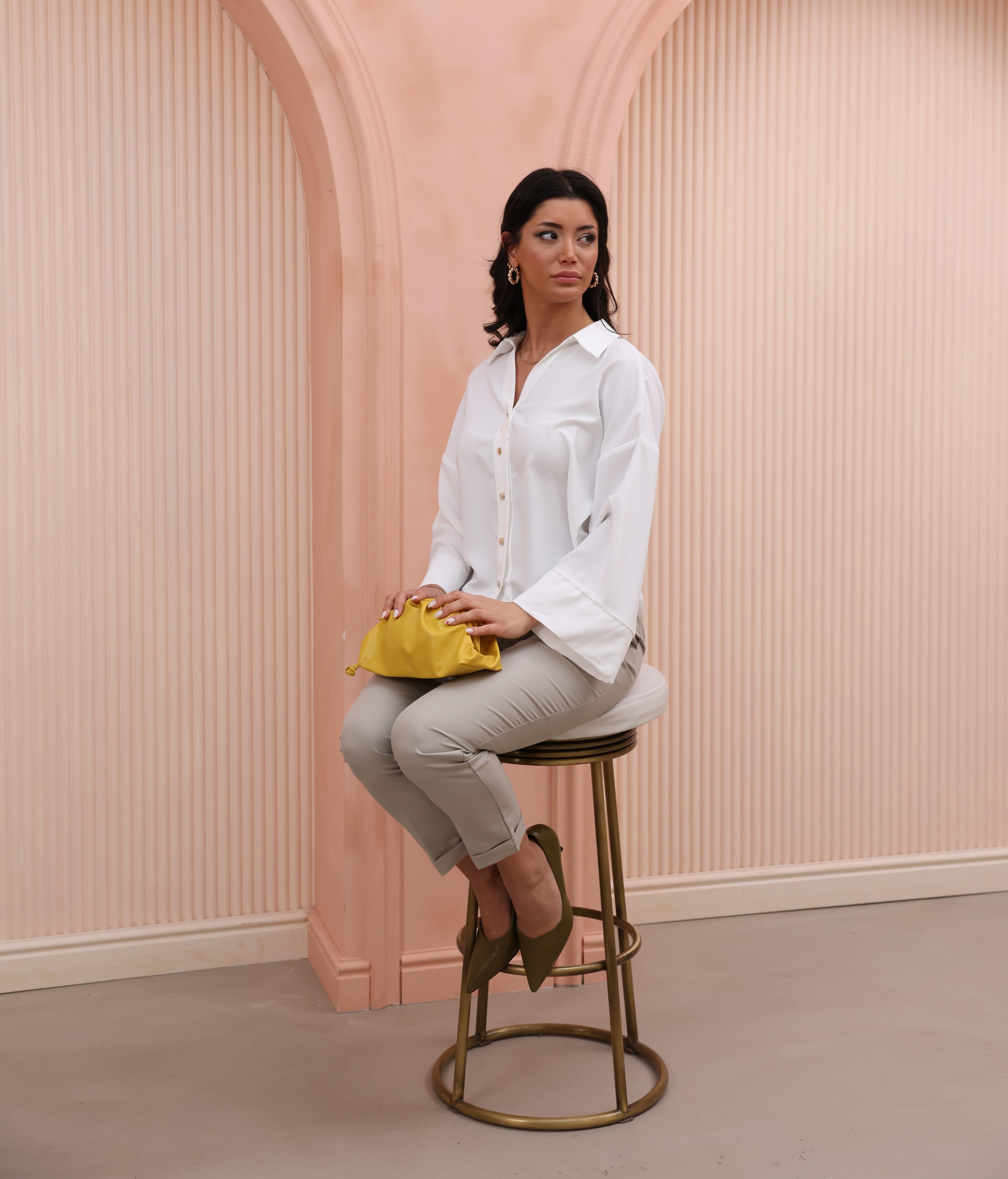 Yarasa Kol Arka Dikiş Pileli Gömlek 7992