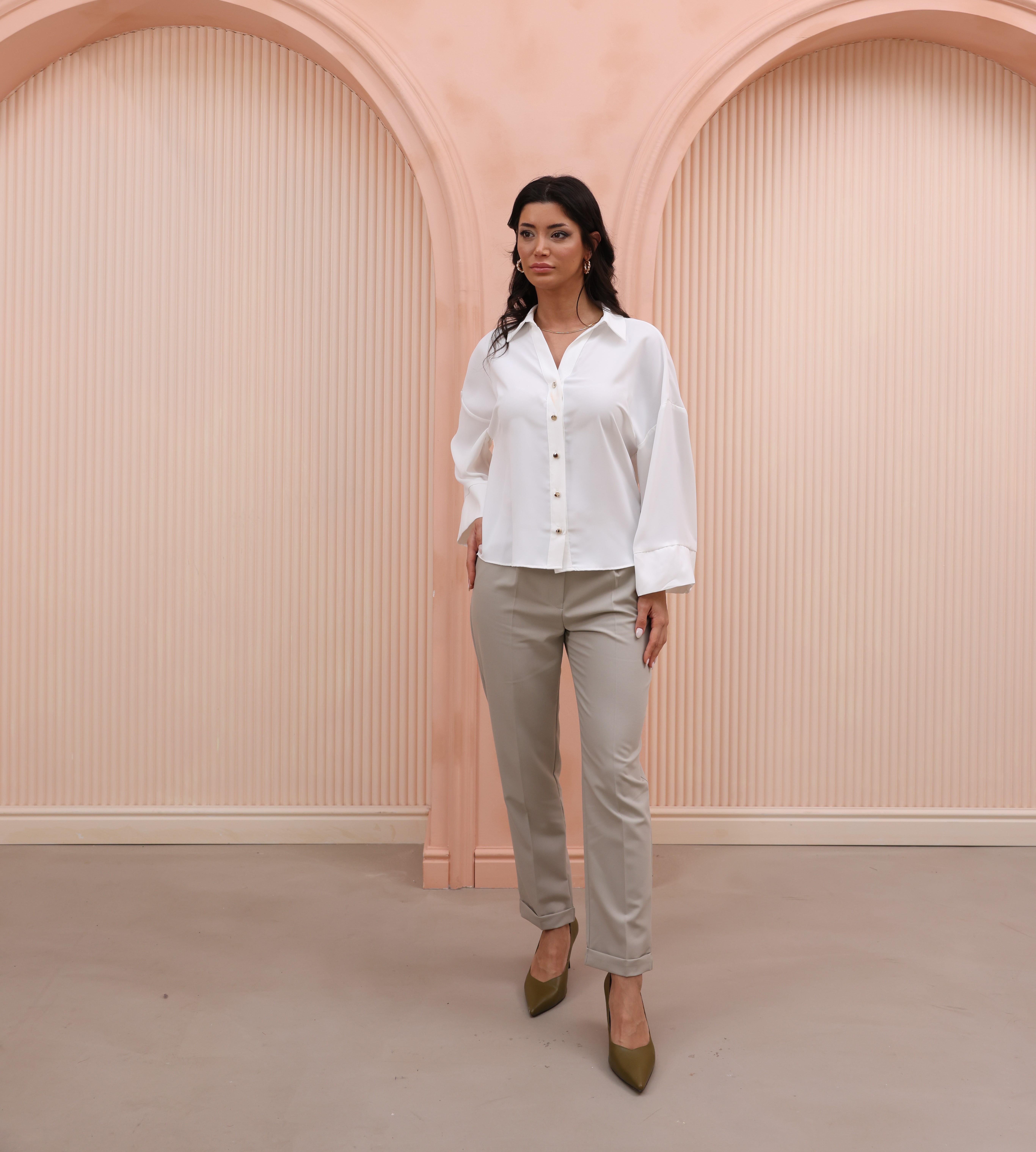 Yarasa Kol Arka Dikiş Pileli Gömlek 7992