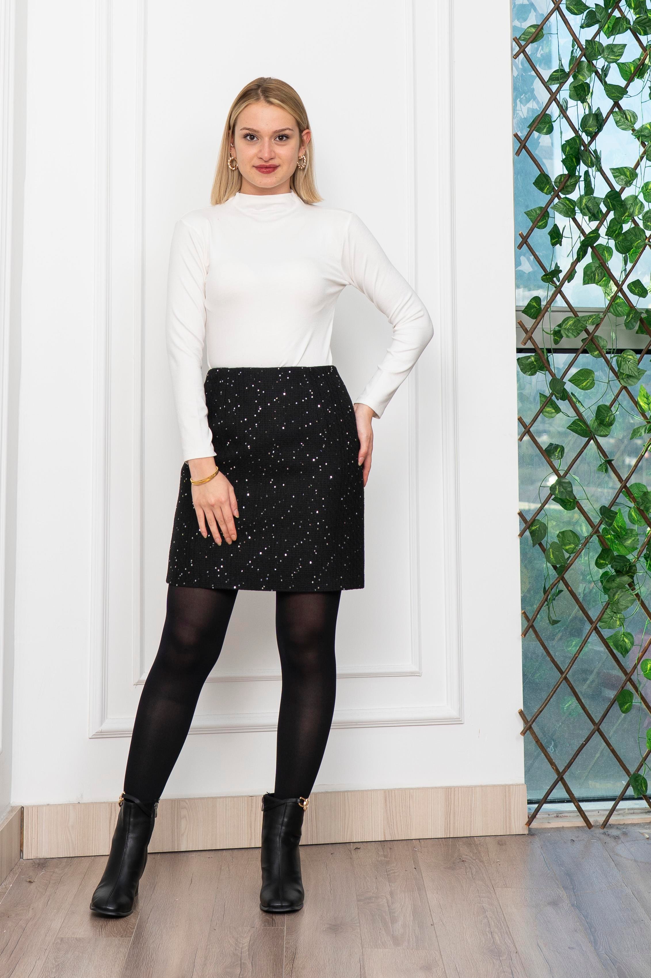 Yare Pul Detyaylı Buklet Kumaş Mini Etek 6815