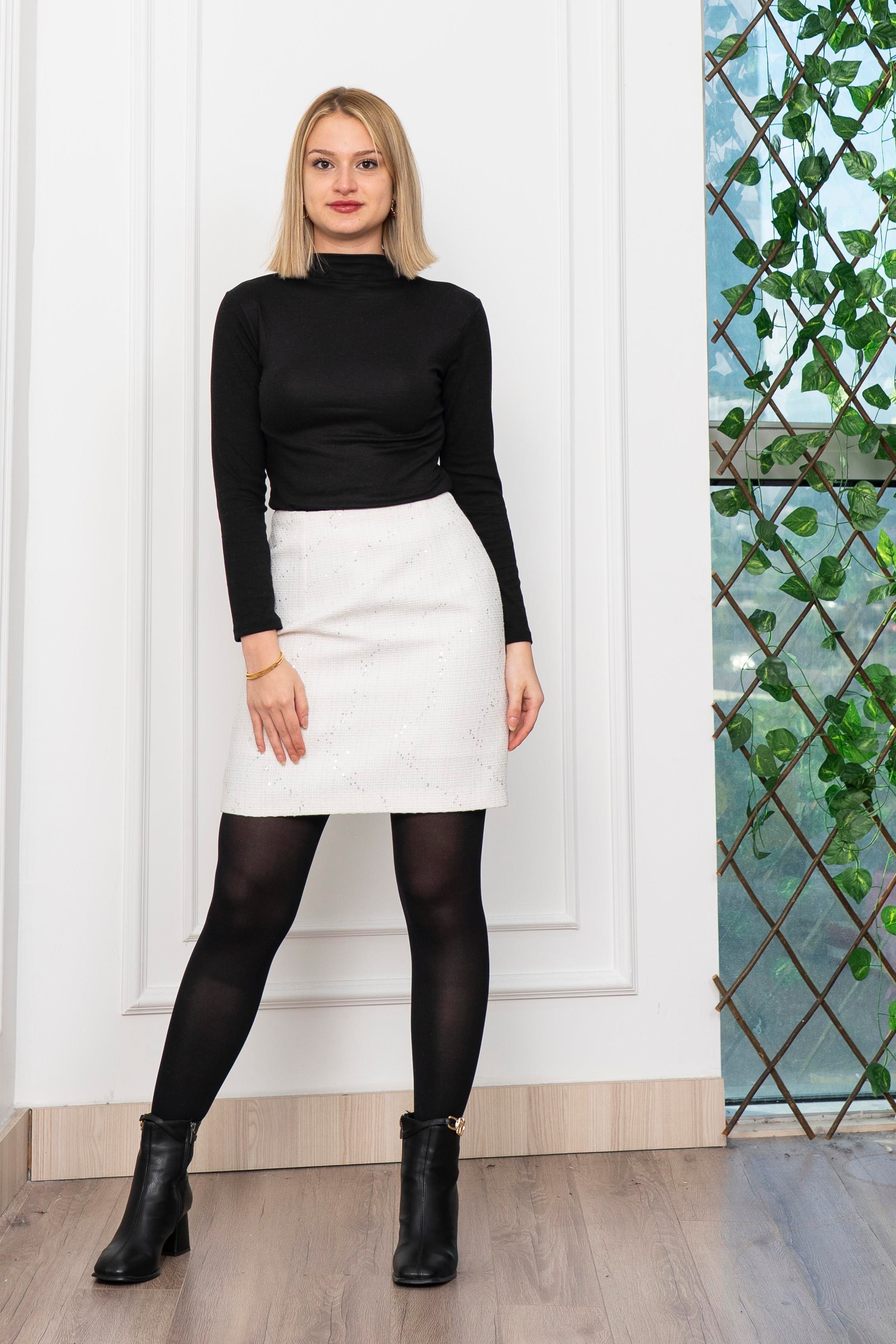 Yare Pul Detyaylı Buklet Kumaş Mini Etek 6815