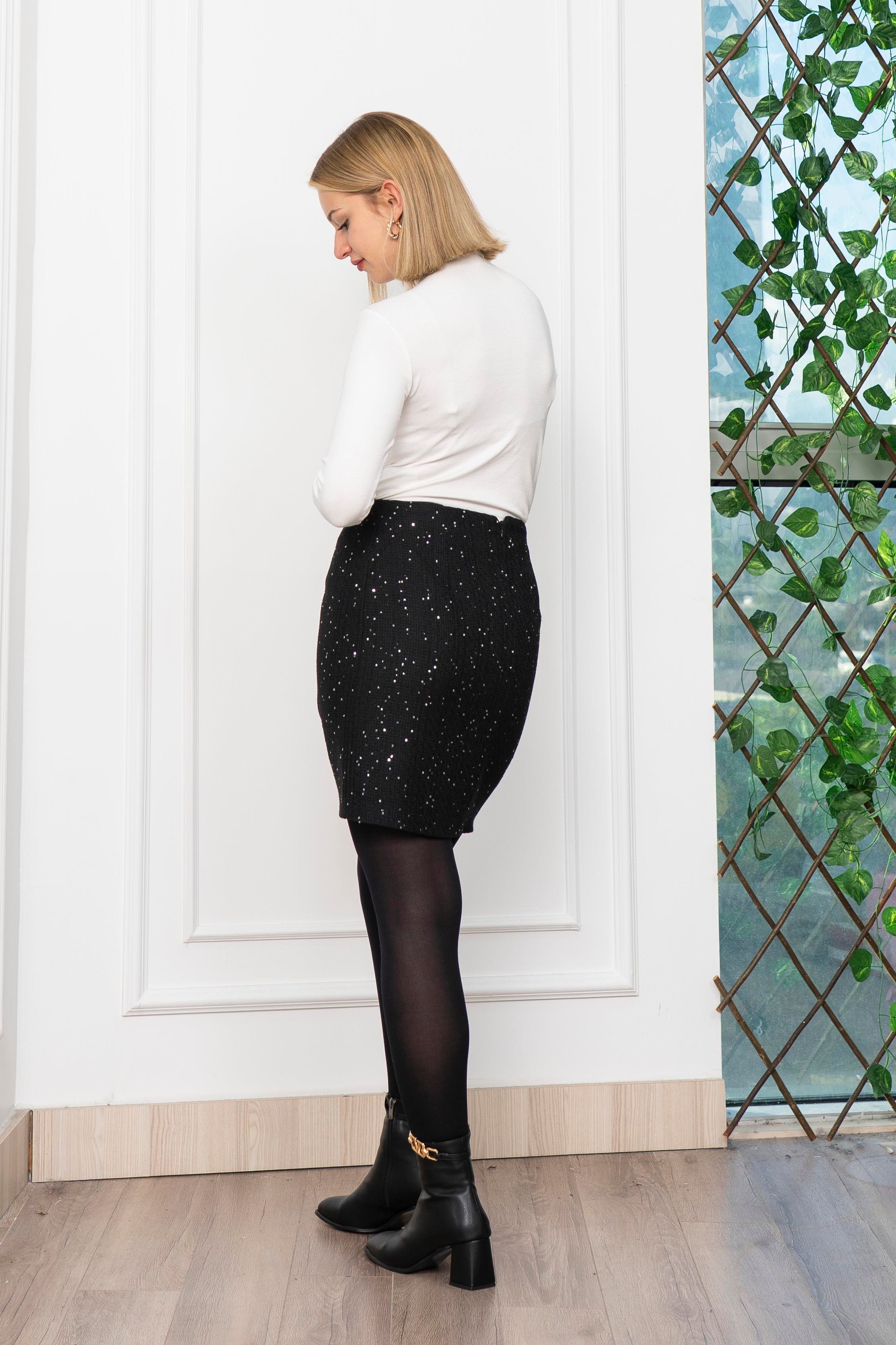 Yare Pul Detyaylı Buklet Kumaş Mini Etek 6815