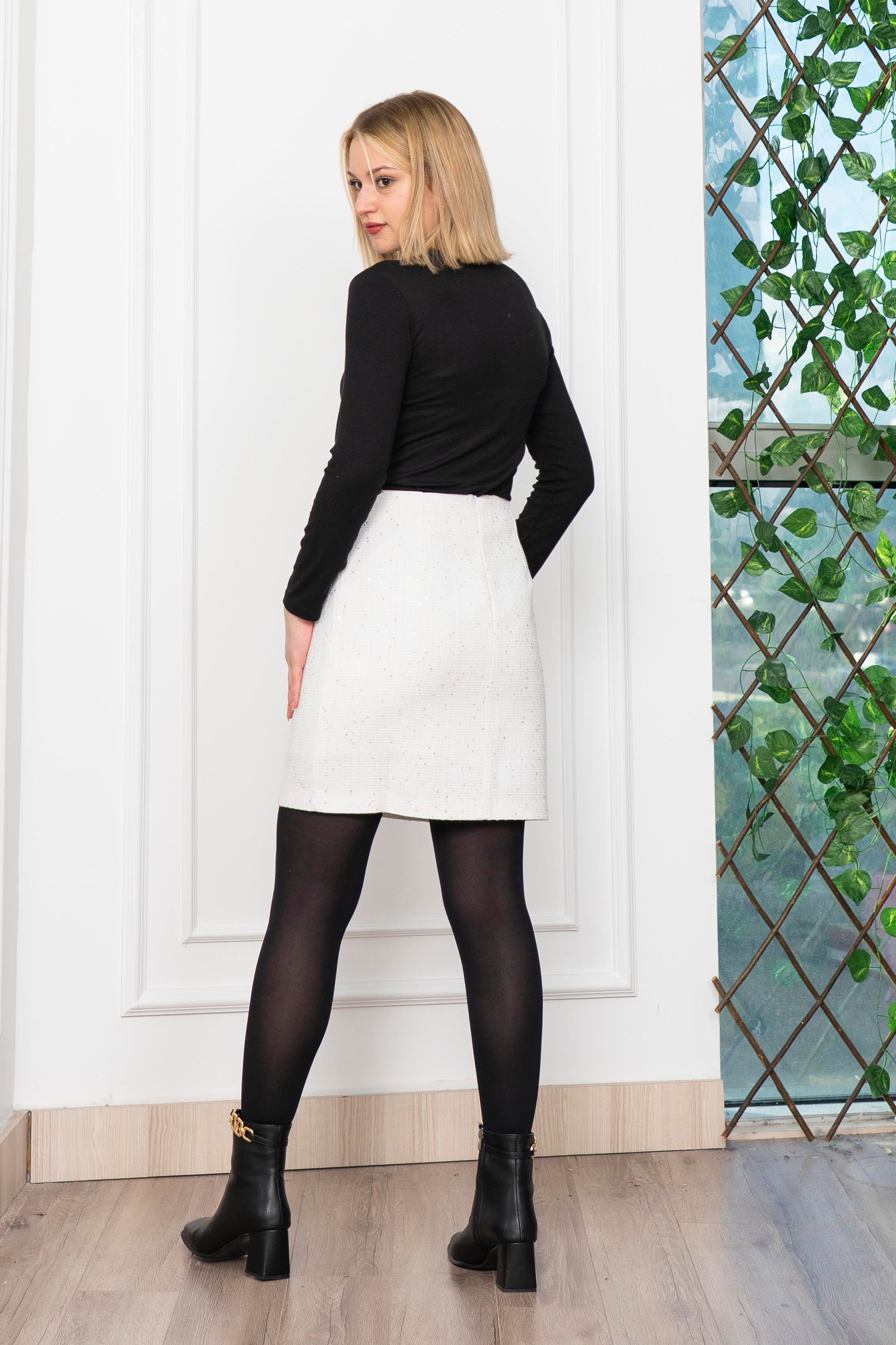 Yare Pul Detyaylı Buklet Kumaş Mini Etek 6815