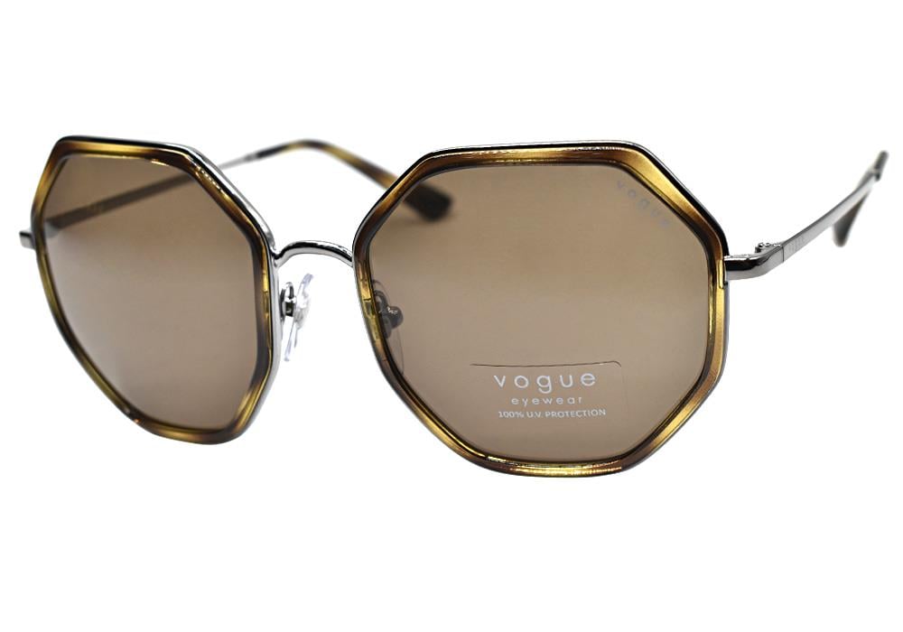 Vogue 4224-SG Metal Kemik Geometrik Çerçeve Kahverengi Organik Camlı Kadın Güneş Gözlüğü