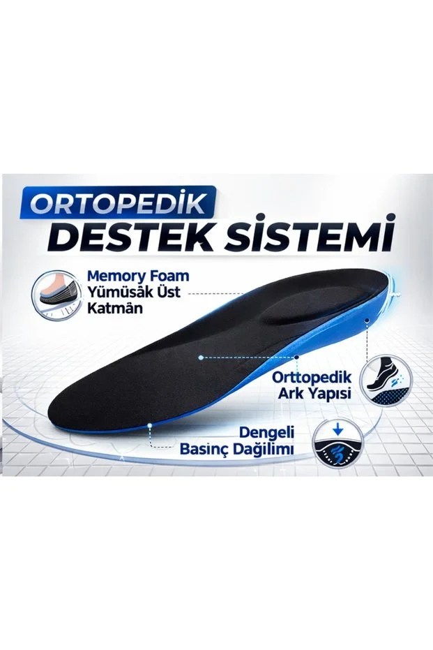 M2040 Boy Yükseltici Memory Foam Ark ve Topuk Destekli Tabanlık – Siyah