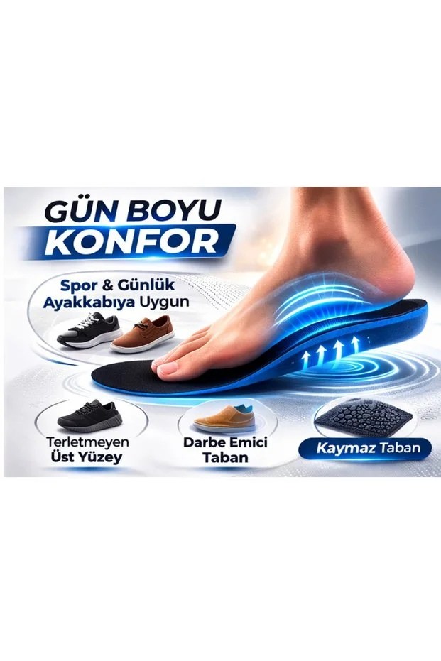 M2040 Boy Yükseltici Memory Foam Ark ve Topuk Destekli Tabanlık – Siyah