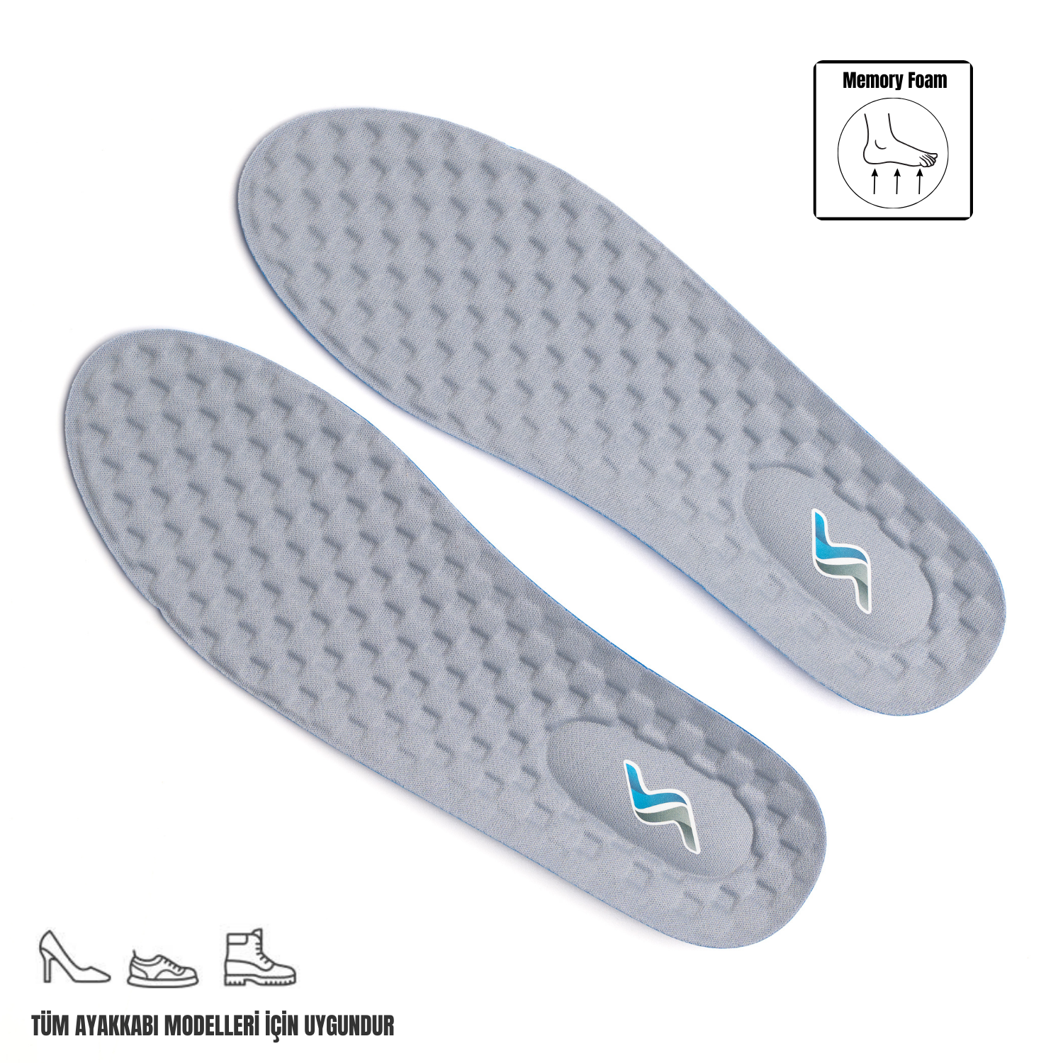 M900 Model Memory Foam Ortapedik Boy Yükseltici Unisex Tabanlık GRİ