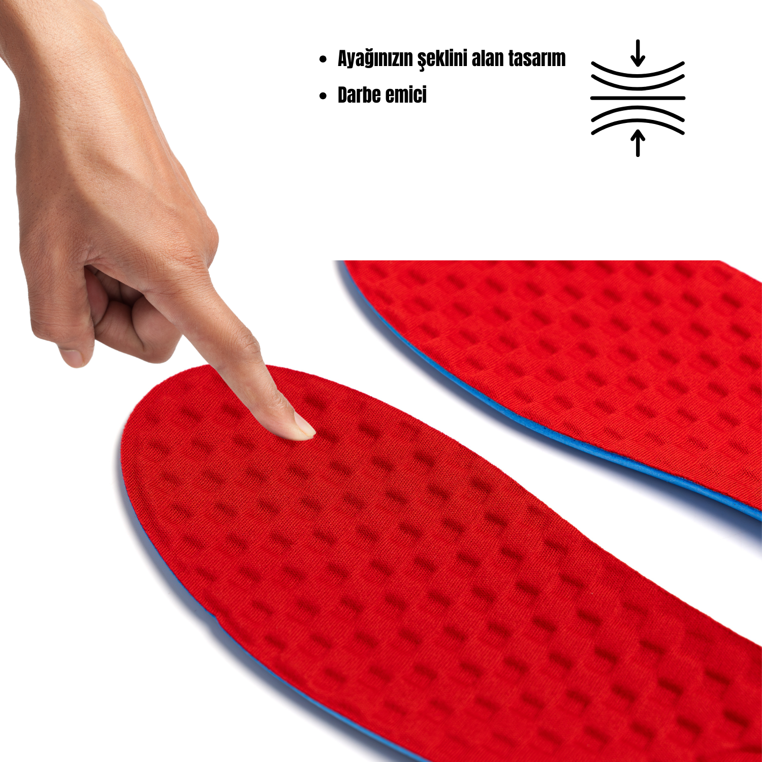 M900 Model Tek Ebat Unisex Memory Foam Ortapedik Boy Yükseltici Tabanlık Kırmızı