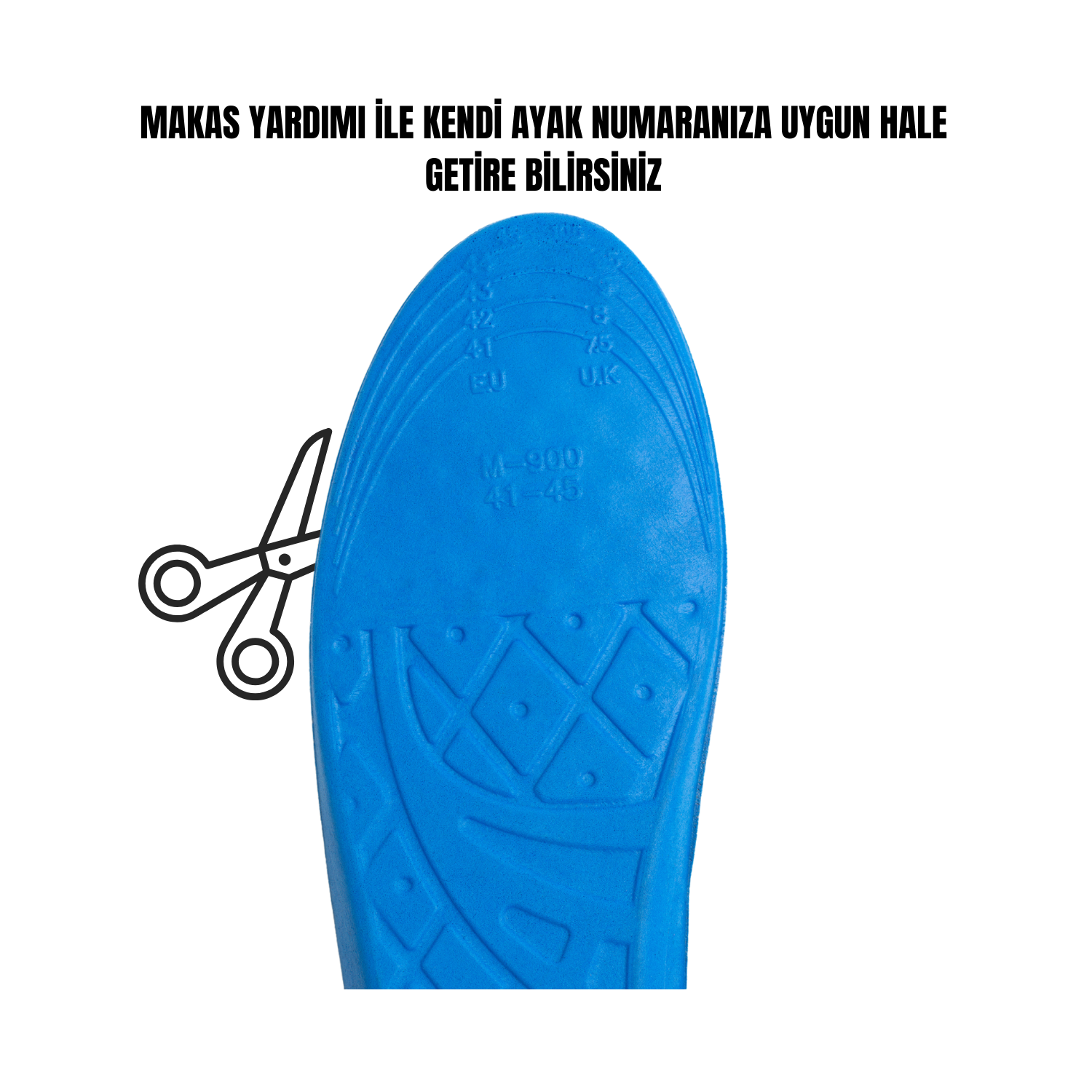 M900 Model Tek Ebat Unisex Memory Foam Ortapedik Boy Yükseltici Tabanlık Mavi