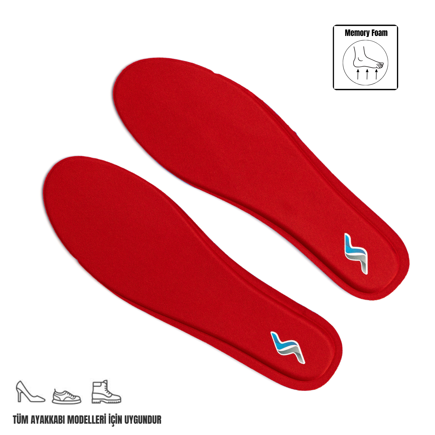 Memory Foam Ortapedik Yastıklı Unisex M800 Model Tabanlık KIRMIZI