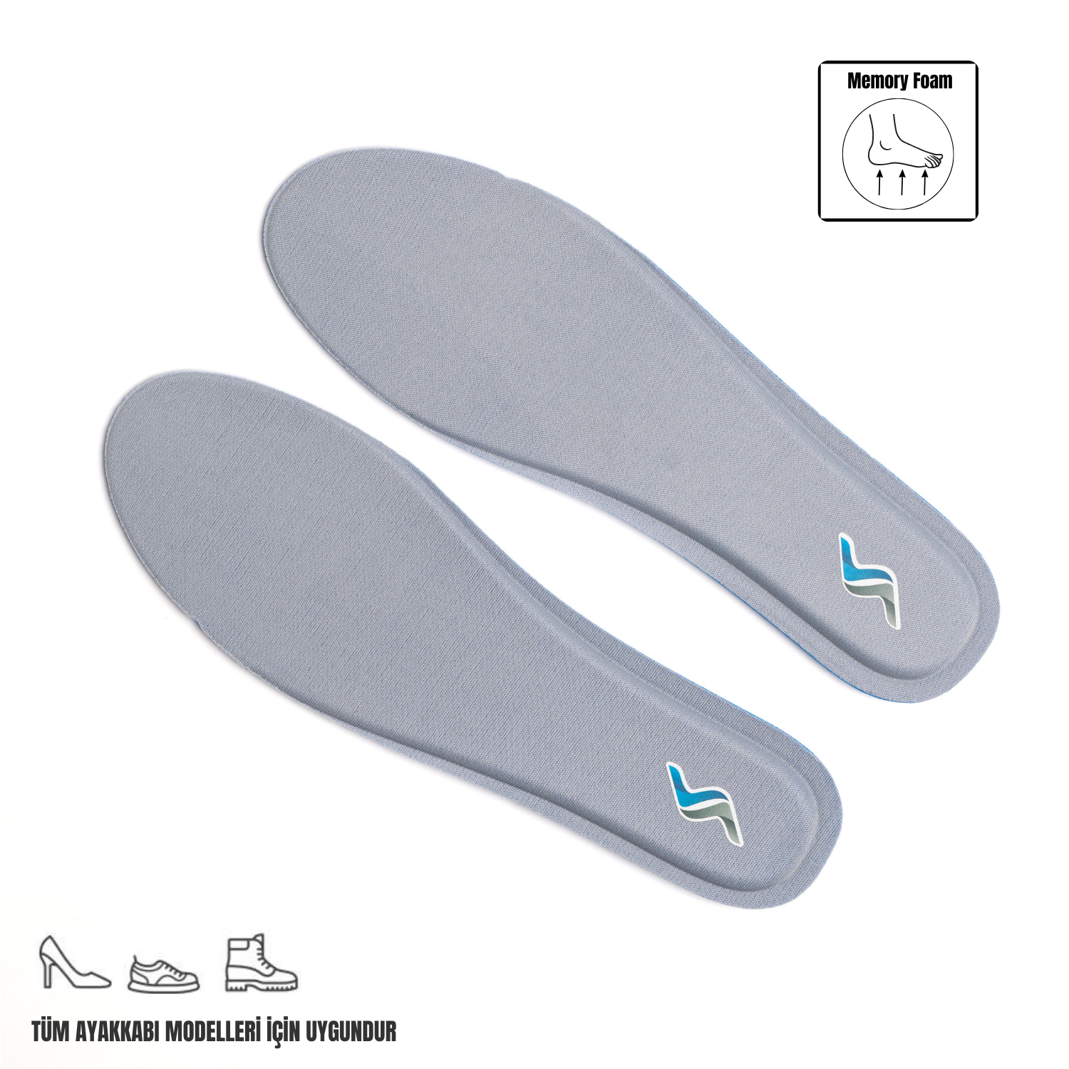 Memory Foam Ortapedik Yastıklı Unisex M800 Model Tabanlık GRİ