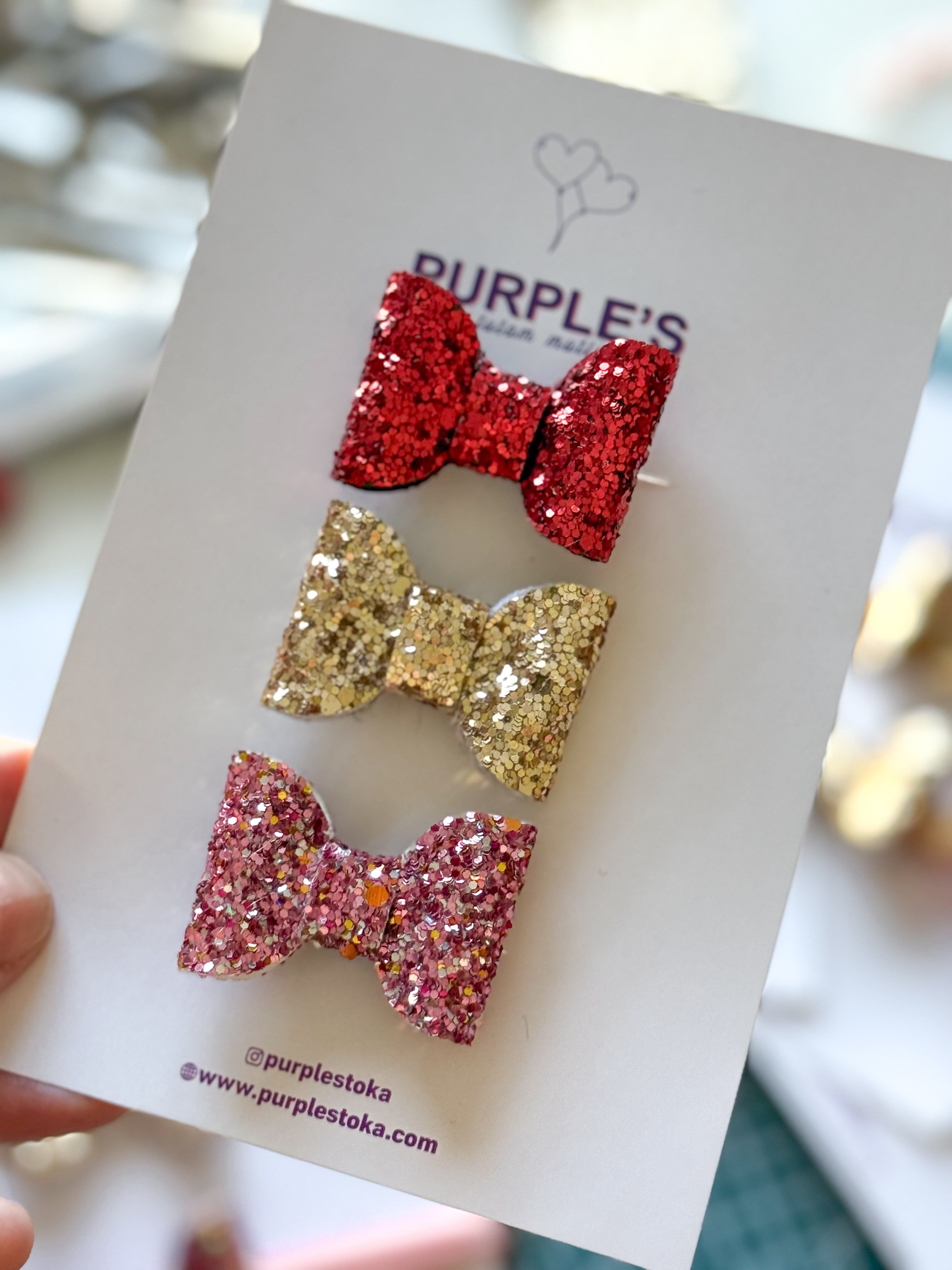 3'lü Glitter Fiyonk Az Saçlı Bebek Tokası Seti 