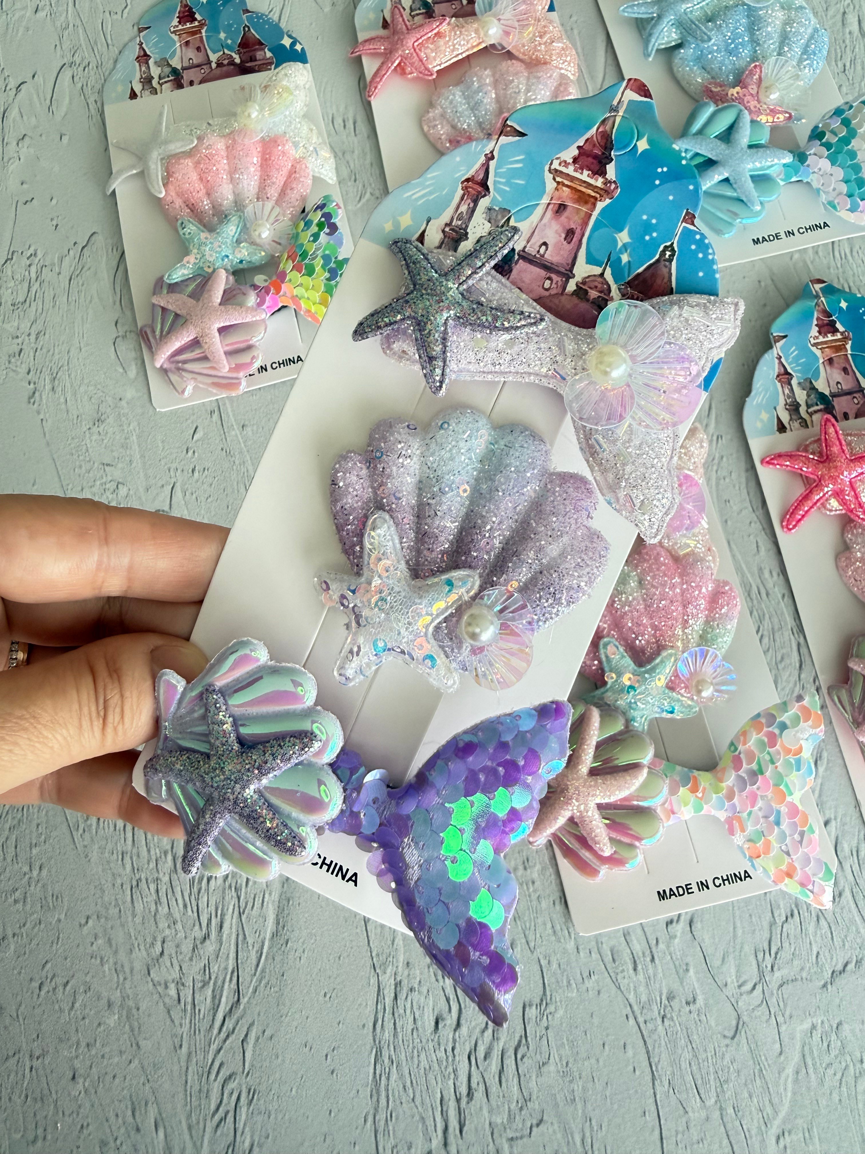 3'lü Mermaid Model Simli Payetli Pens Toka Seti 