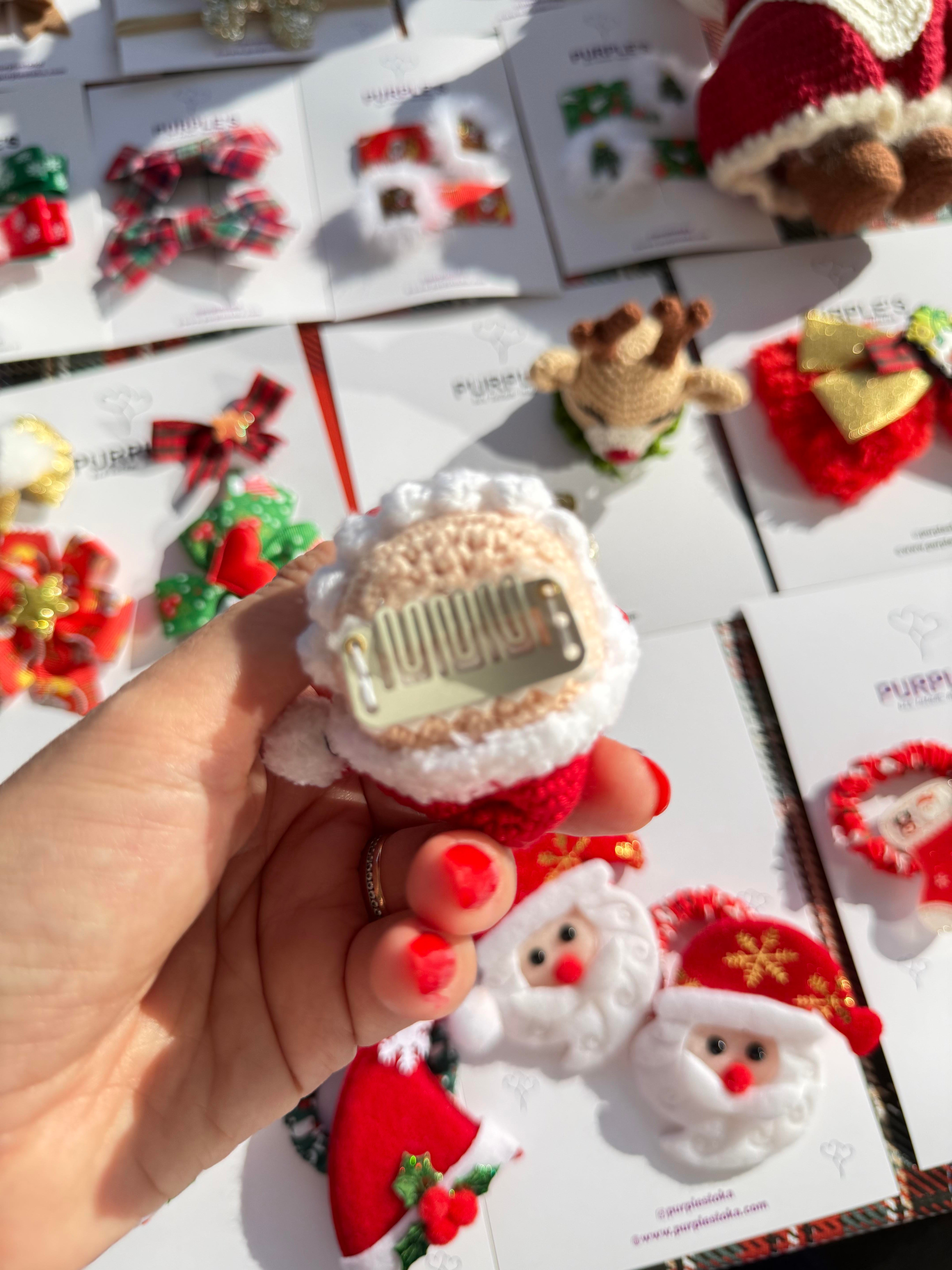 Az Saçlı Bebek Tokası Amigurumi Noel Baba 
