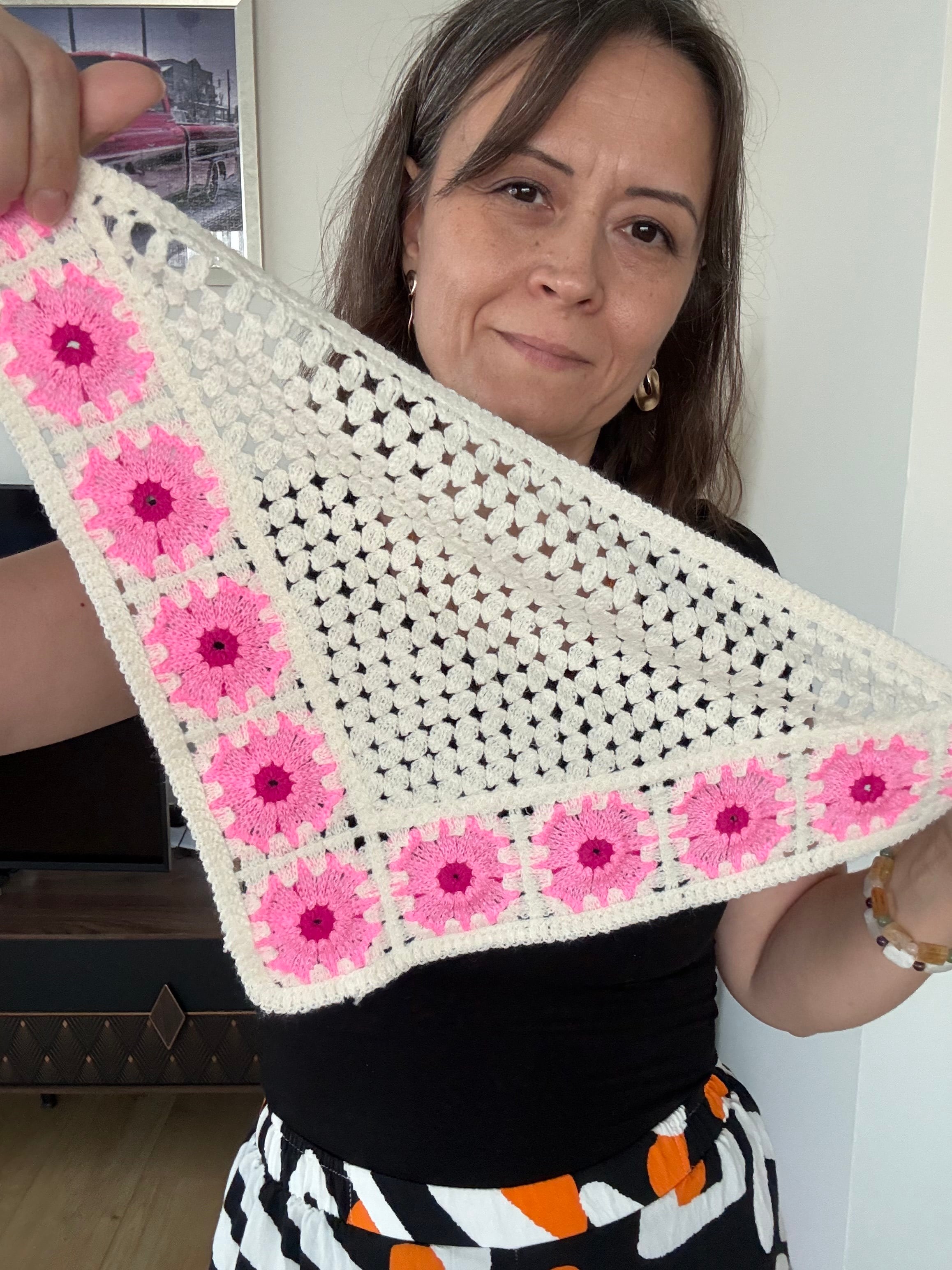Bohem Örme Ayçiçeği Figürlü Pamuklu Bandana 