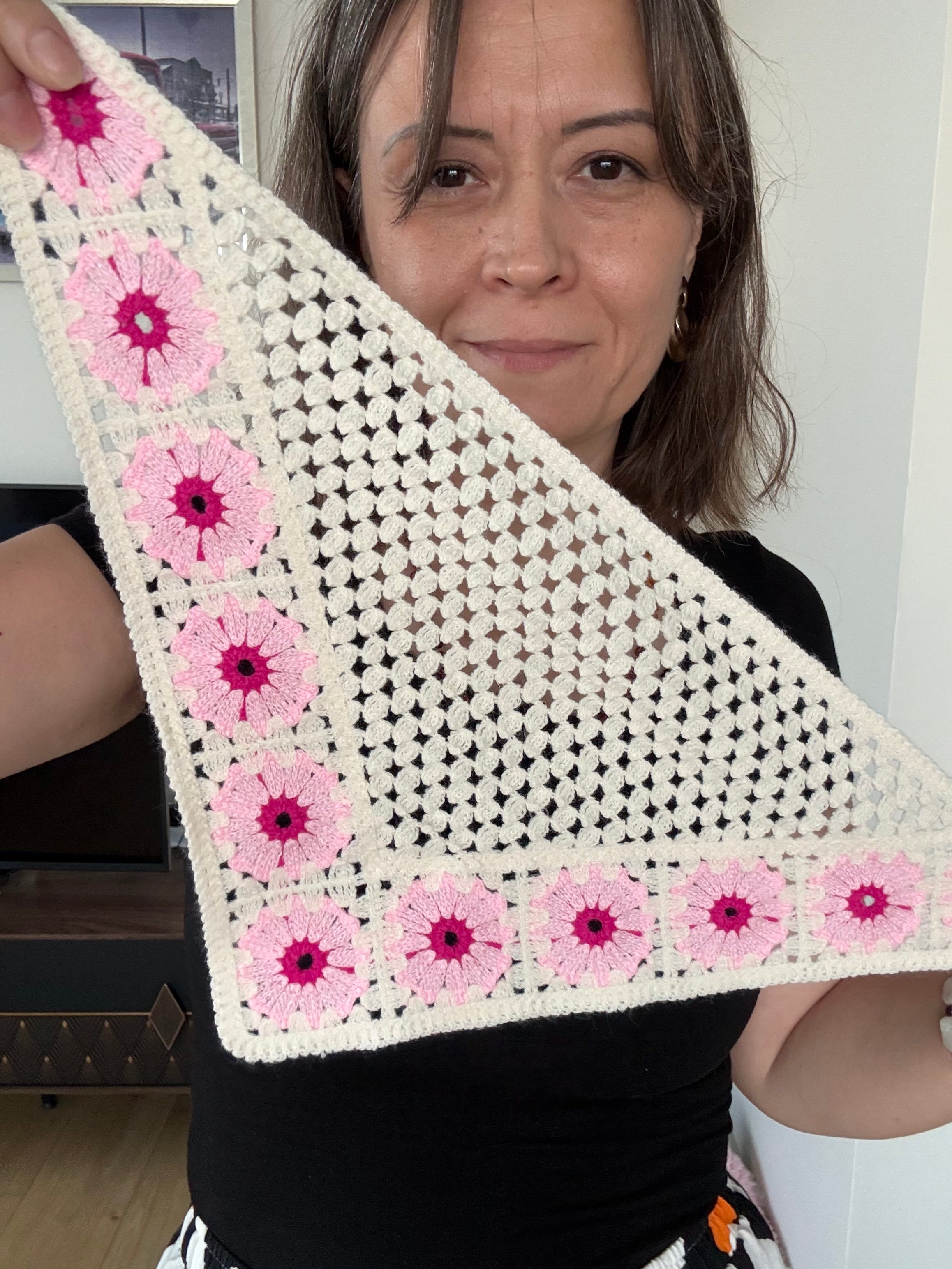Bohem Örme Ayçiçeği Figürlü Pamuklu Bandana 