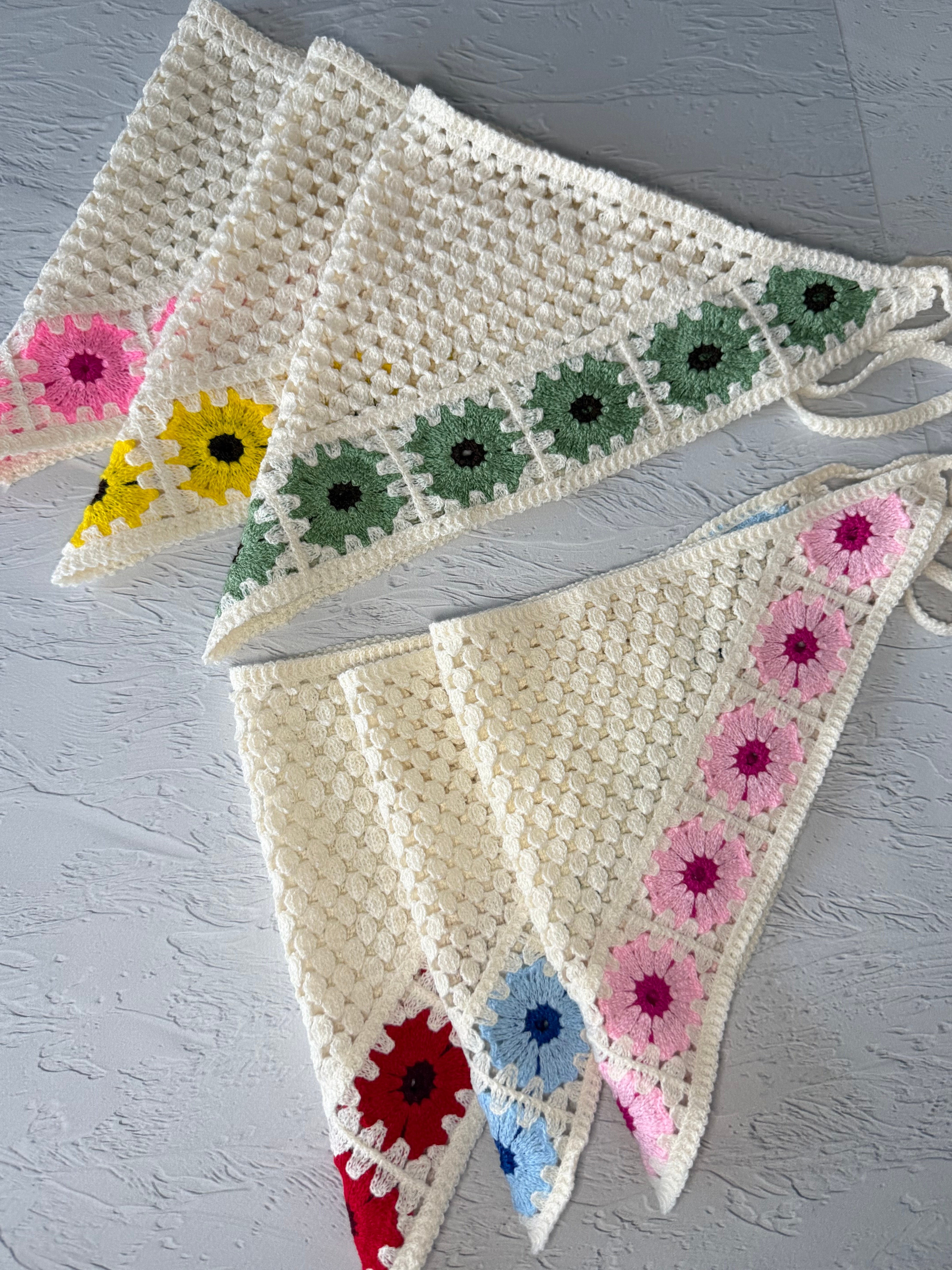 Bohem Örme Ayçiçeği Figürlü Pamuklu Bandana 