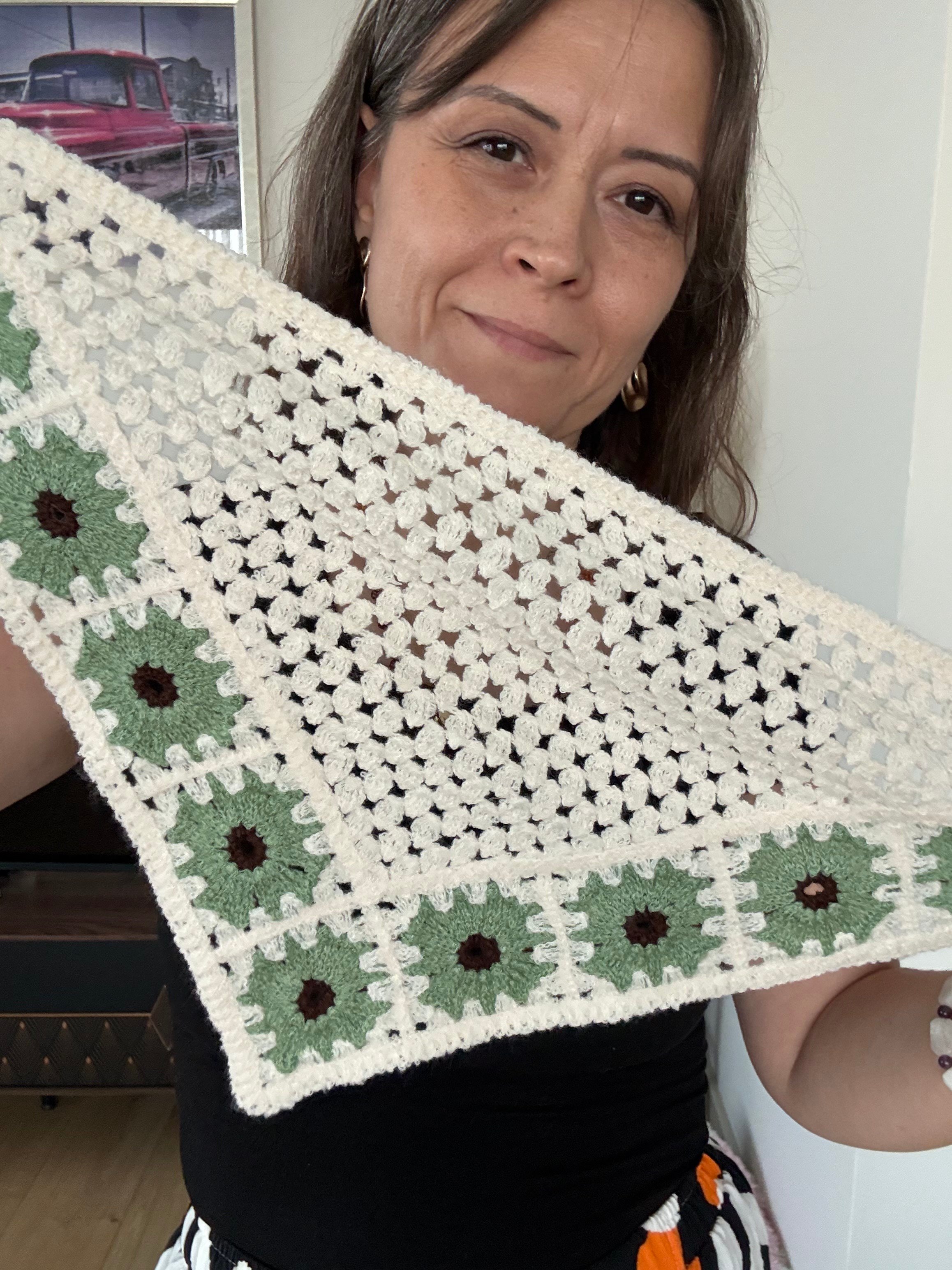 Bohem Örme Ayçiçeği Figürlü Pamuklu Bandana 