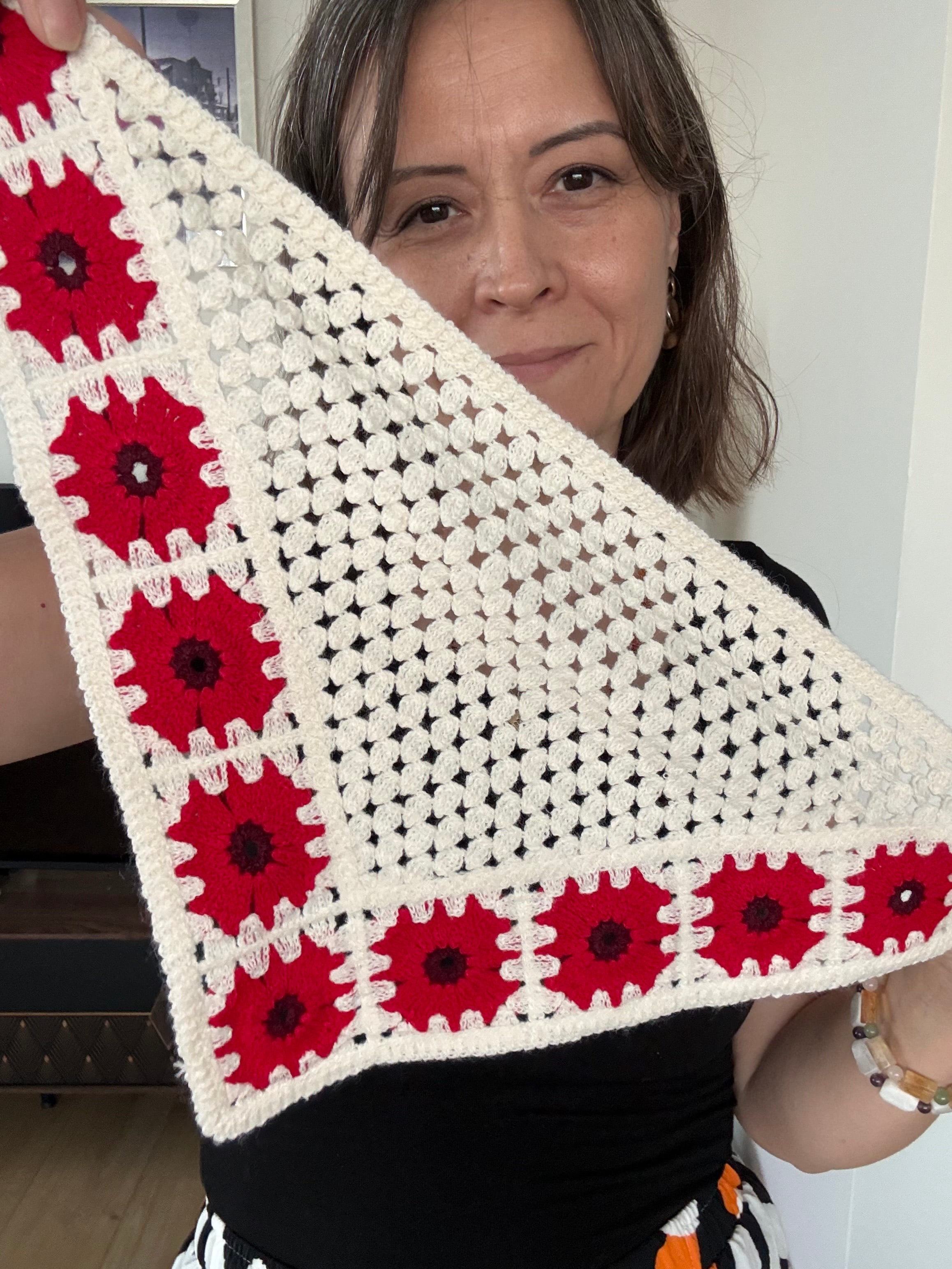 Bohem Örme Ayçiçeği Figürlü Pamuklu Bandana 