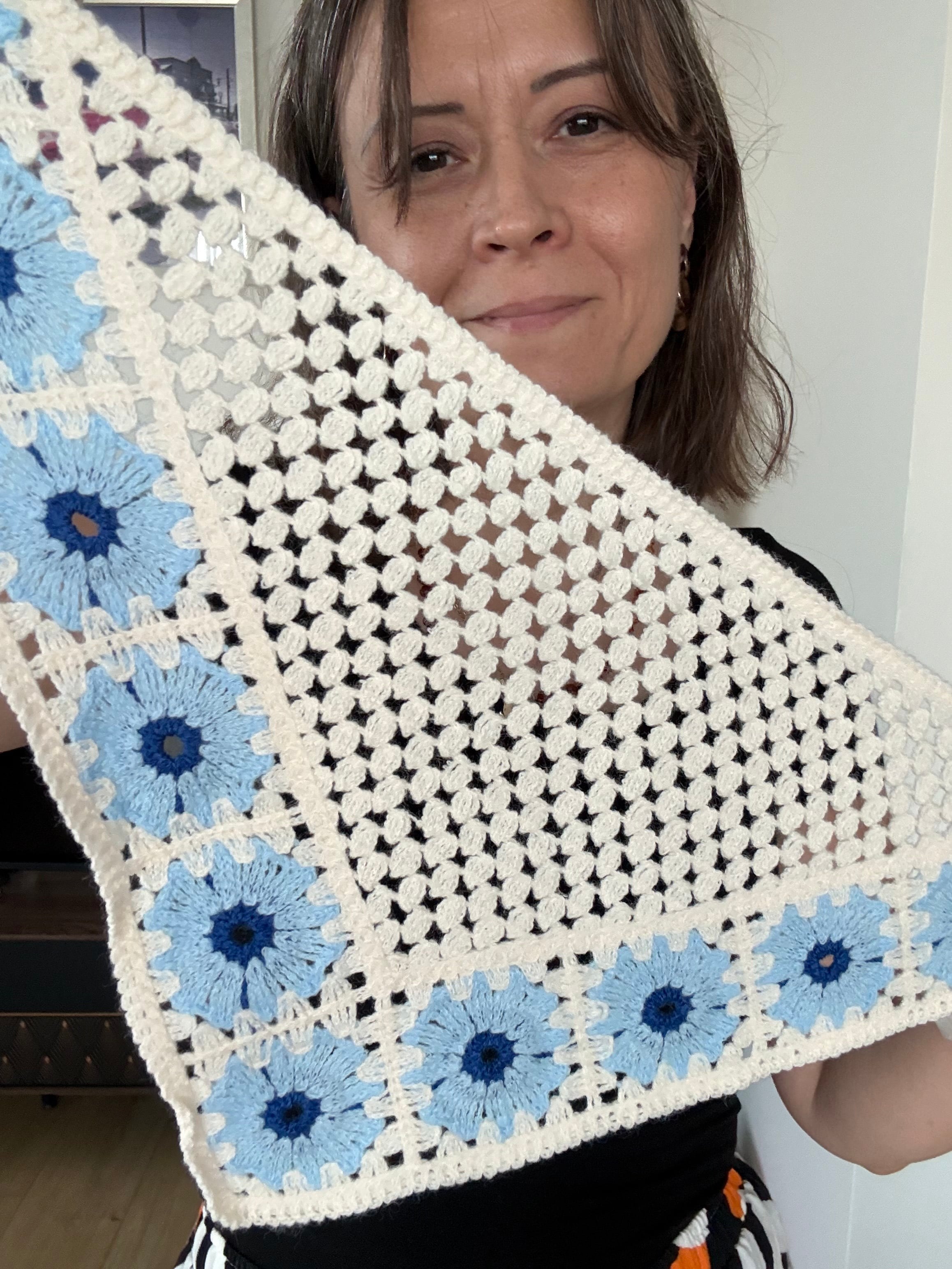 Bohem Örme Ayçiçeği Figürlü Pamuklu Bandana 