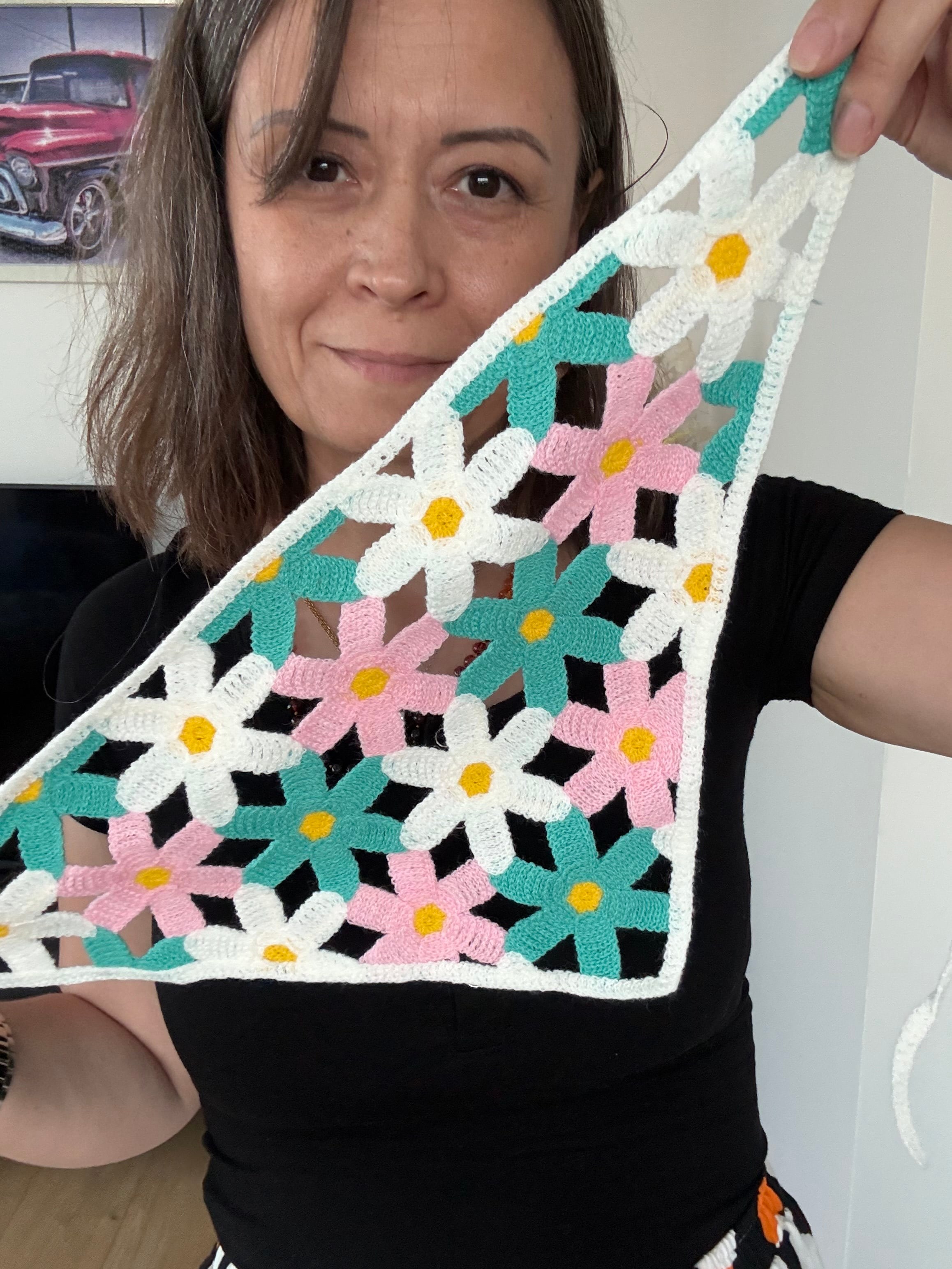 Bohem Papatya Figürlü Bandana  