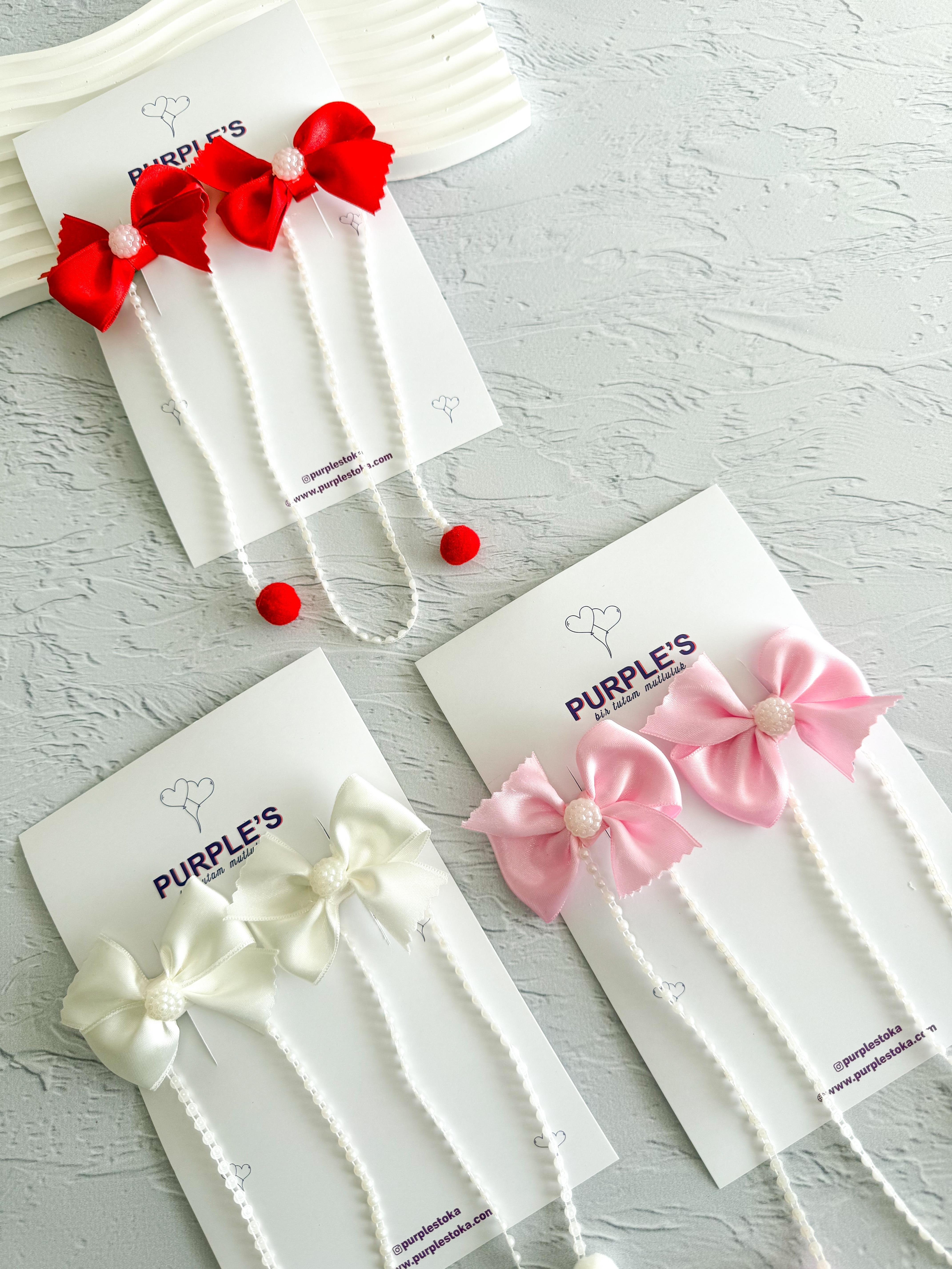 El Yapımı İncili Sallantılı Çiftli Pens Toka 🎀 🤍