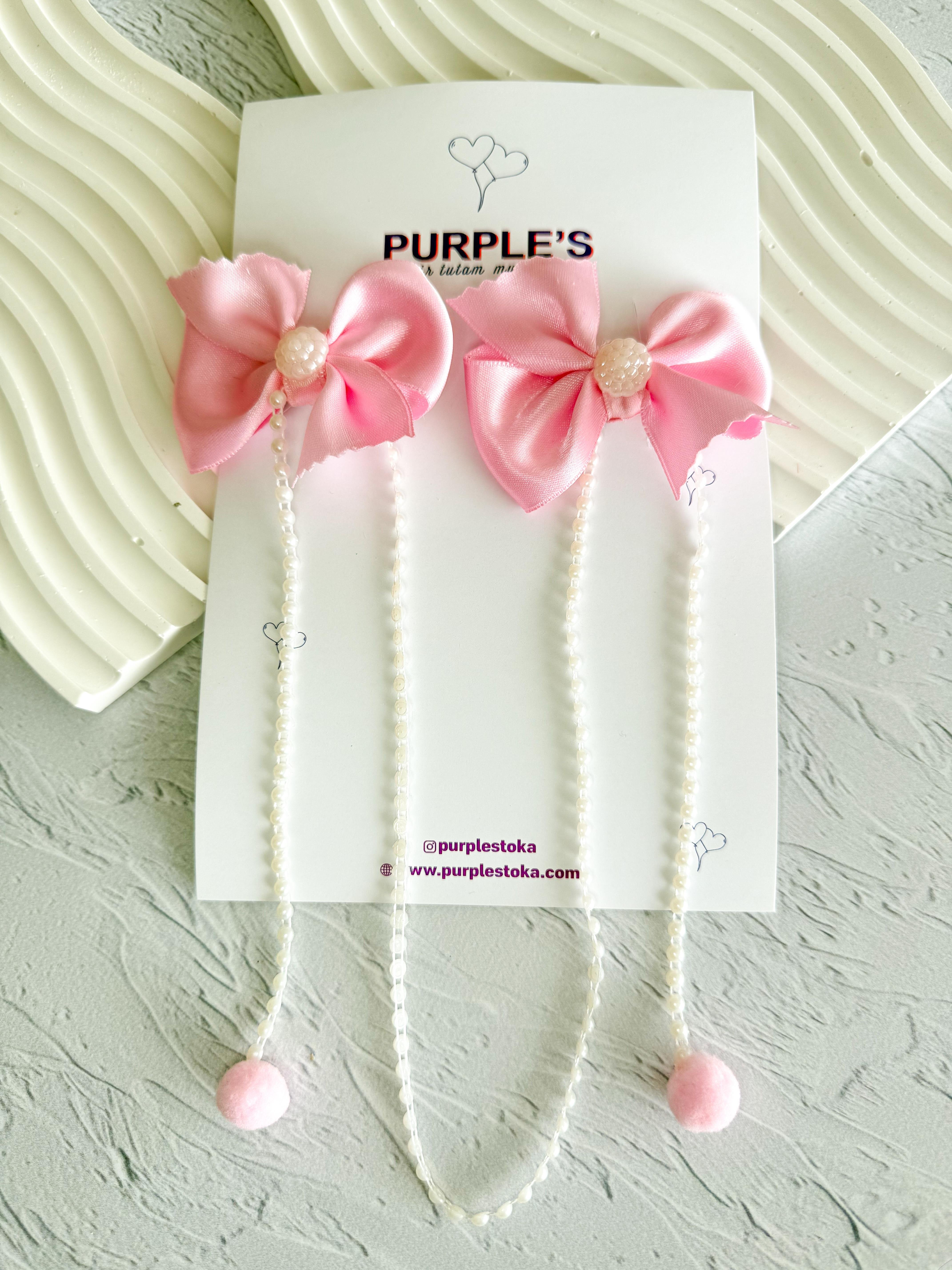 El Yapımı İncili Sallantılı Çiftli Pens Toka 🎀 🤍
