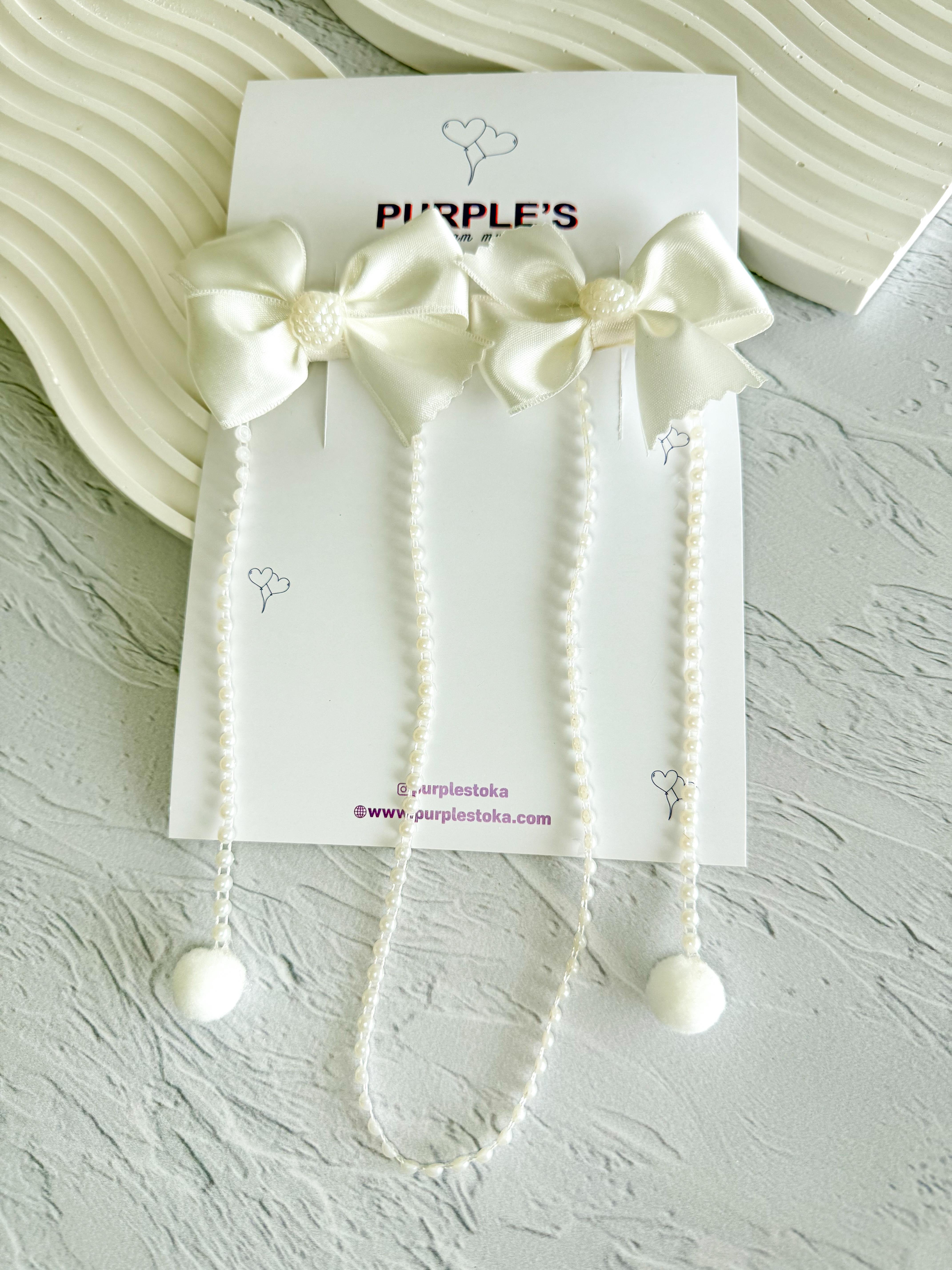El Yapımı İncili Sallantılı Çiftli Pens Toka 🎀 🤍