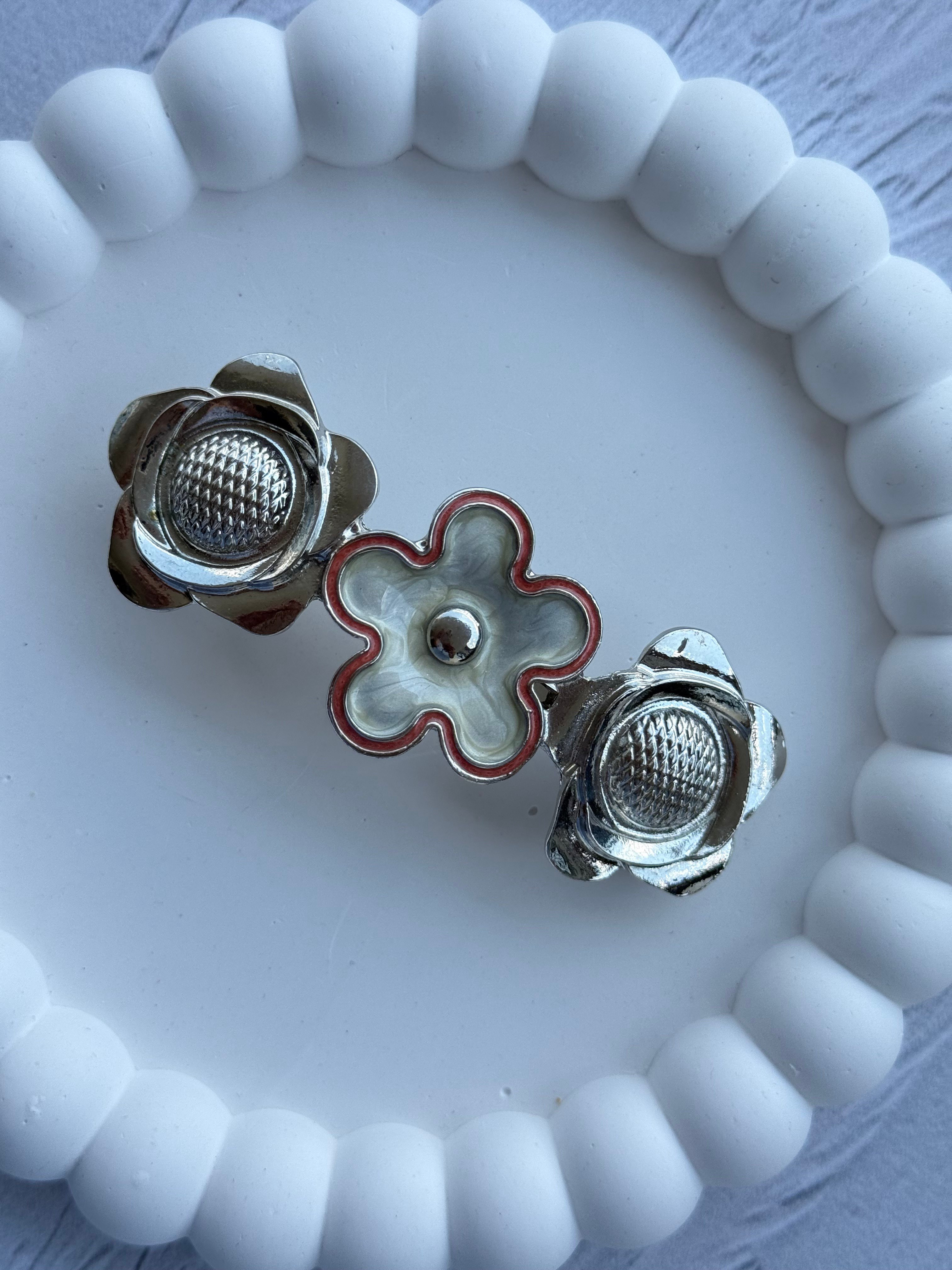 Metal Çiçekli Otomatik Toka 