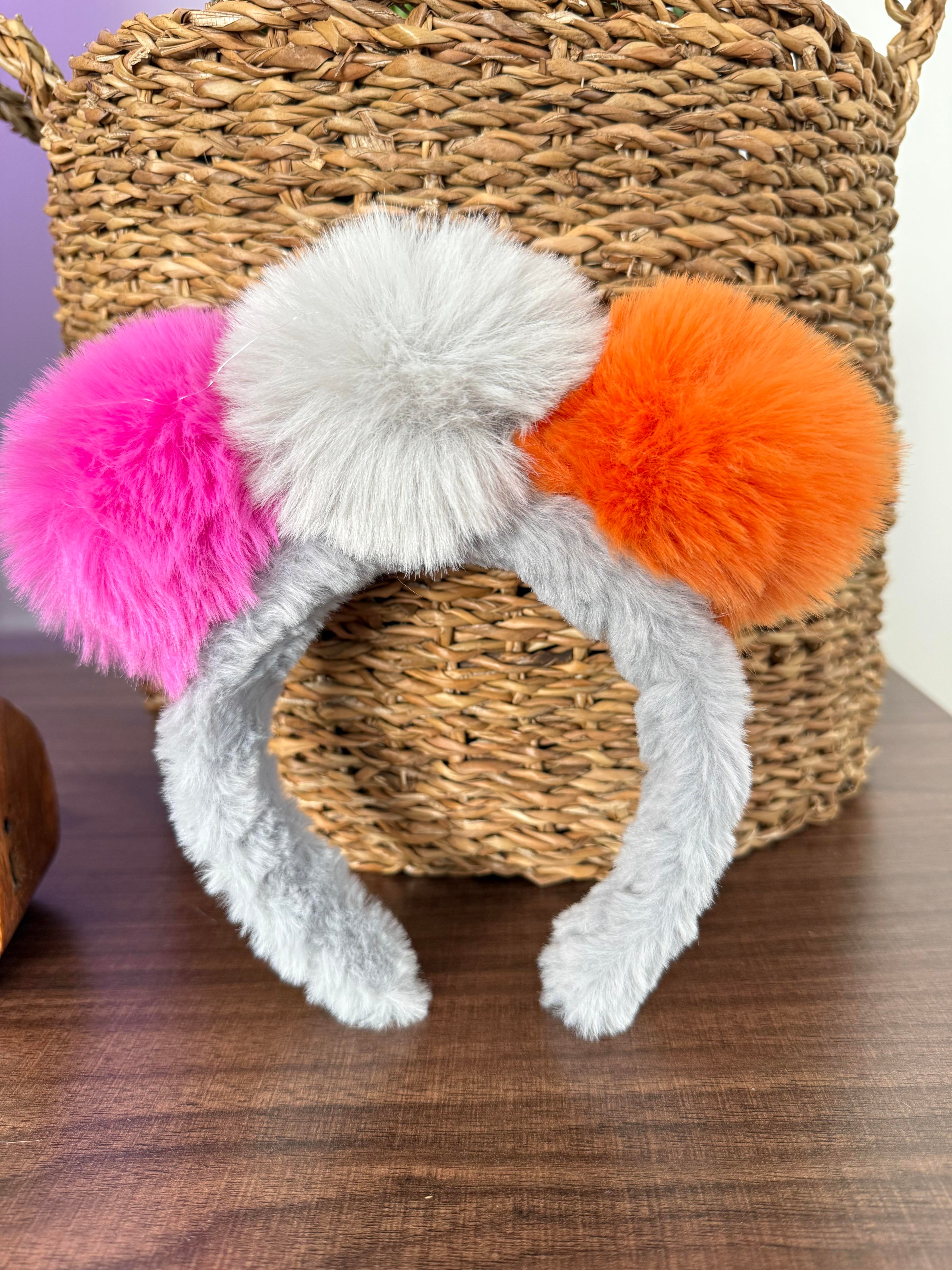 Peluş Dev Ponpon Taç Pembe & Turuncu 