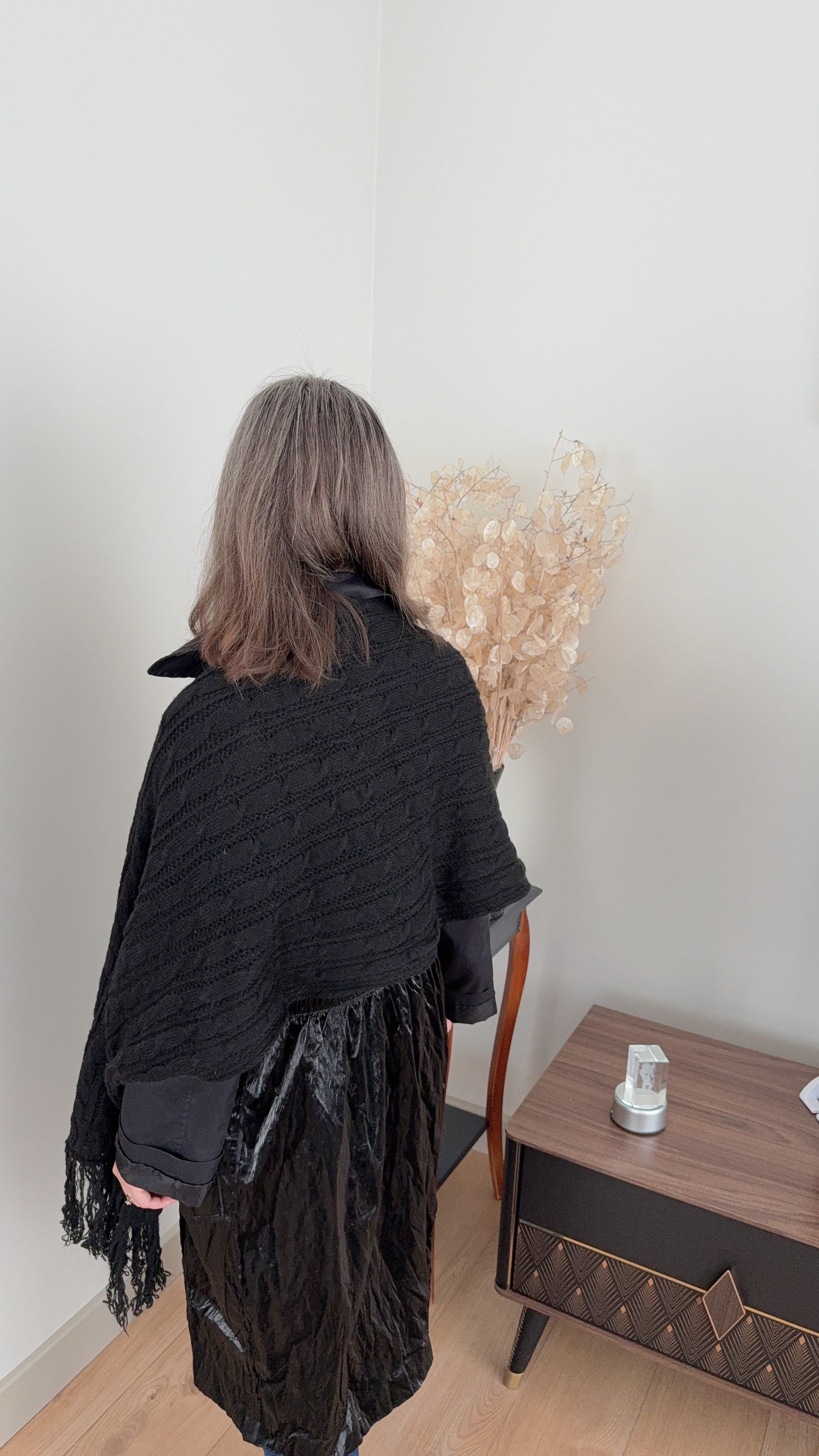 Saç Örgü Model Yumuşak Dokulu Püsküllü Triko Şal 60x200 cm 