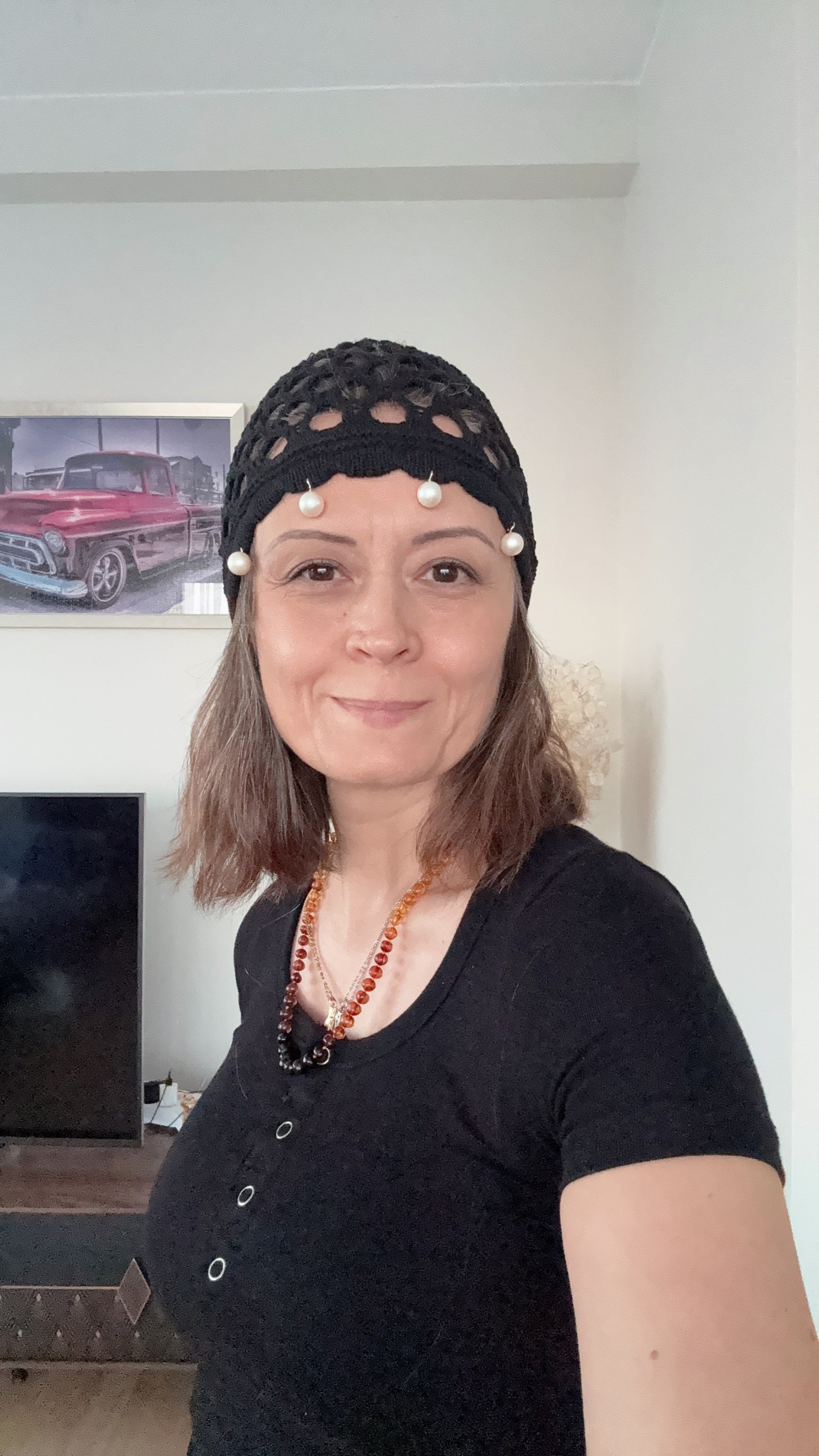 Uçları İnci Detaylı Bohem Bere 