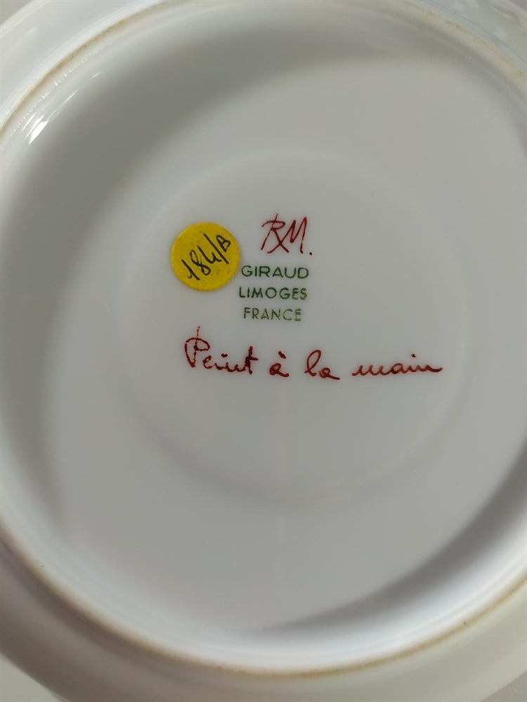 Limoges Emaillee Giraud Pedestal Fincan