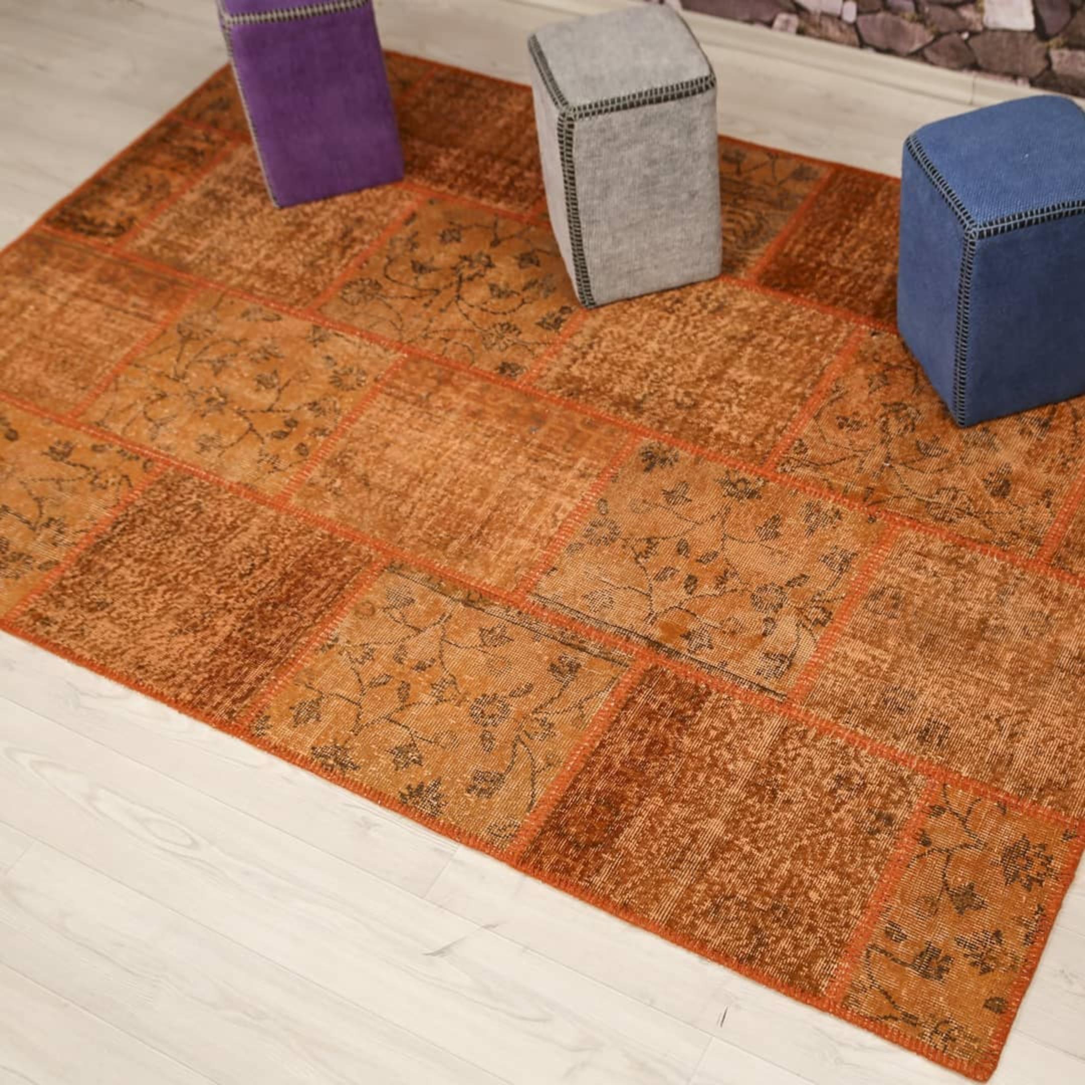Madalyon Patchwork Antik Anadolu Halısı Orange Country