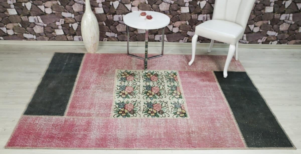 Madalyon Patchwork Antik Anadolu Halısı Flower Window