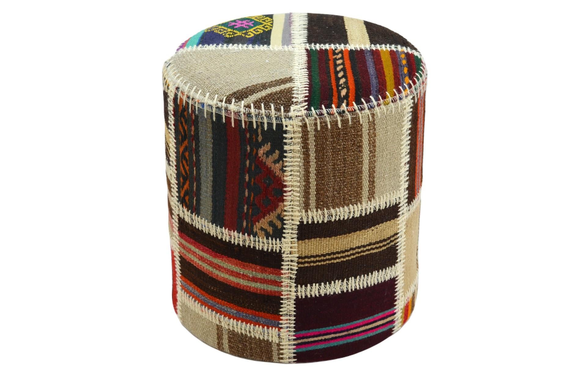 Madalyon Patchwork Puf Kilim Silindir