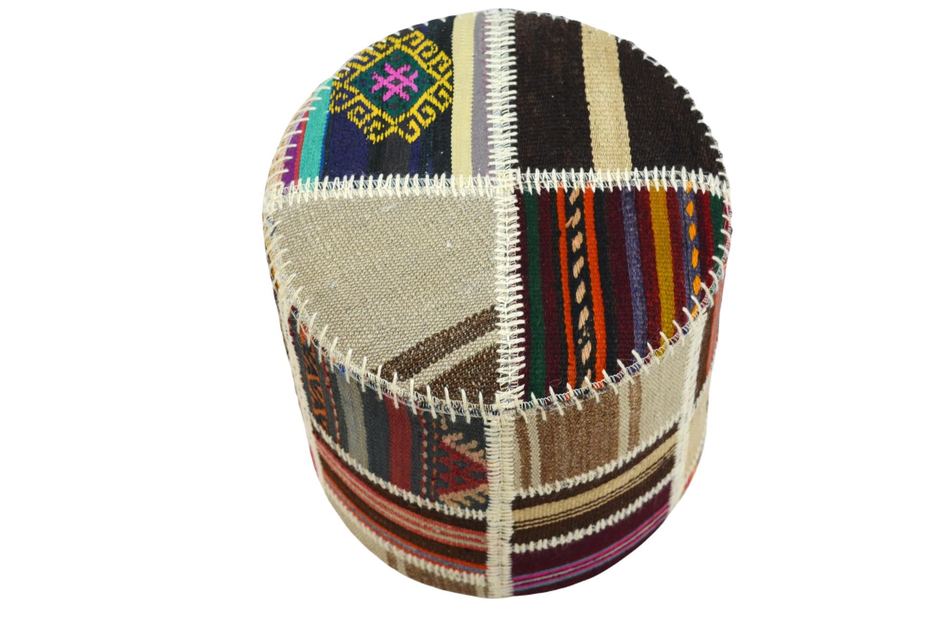 Madalyon Patchwork Puf Kilim Silindir