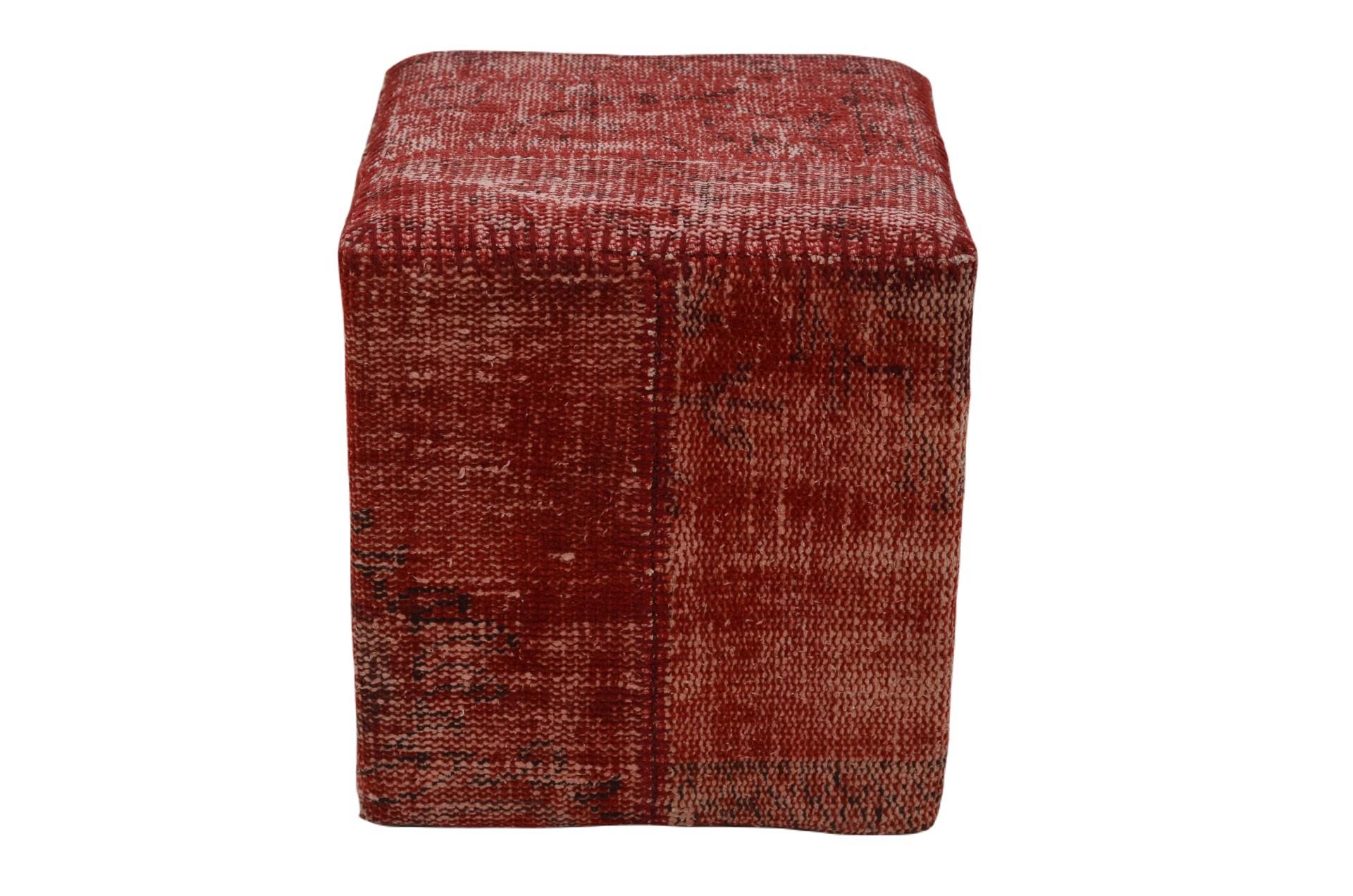 Madalyon Patchwork Puf Kırımızı Küp