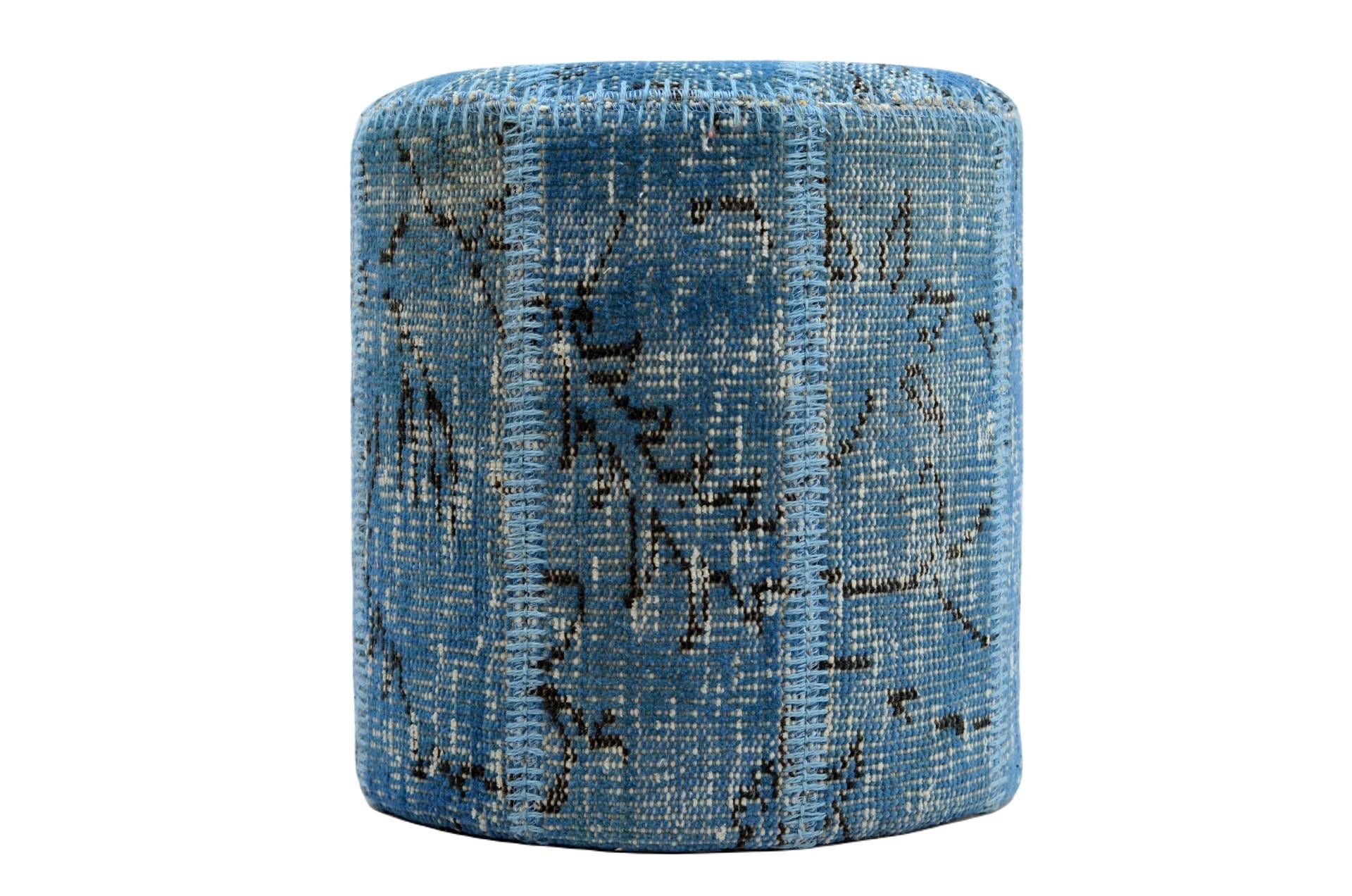 Madalyon Patchwork Puf Mavi Silindir