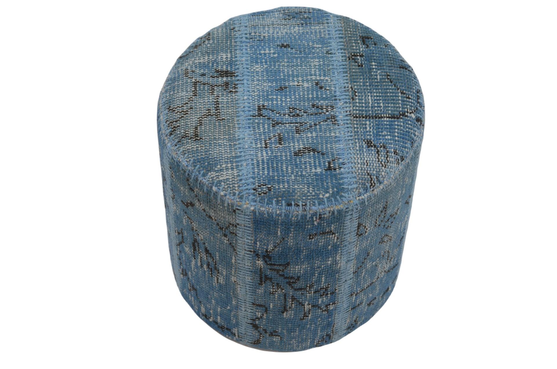Madalyon Patchwork Puf Mavi Silindir