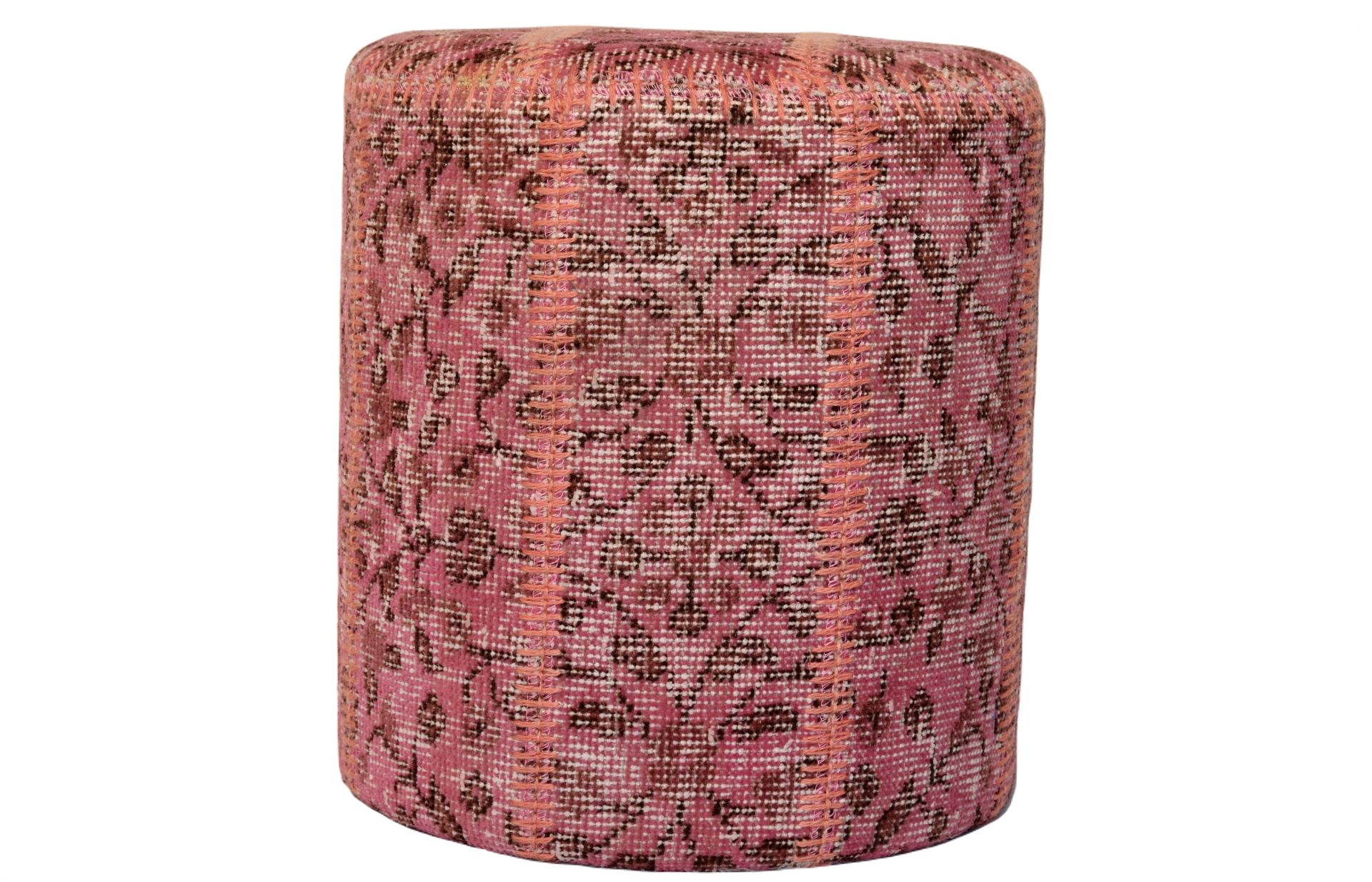 Madalyon Patchwork Puf Pembe Silindir