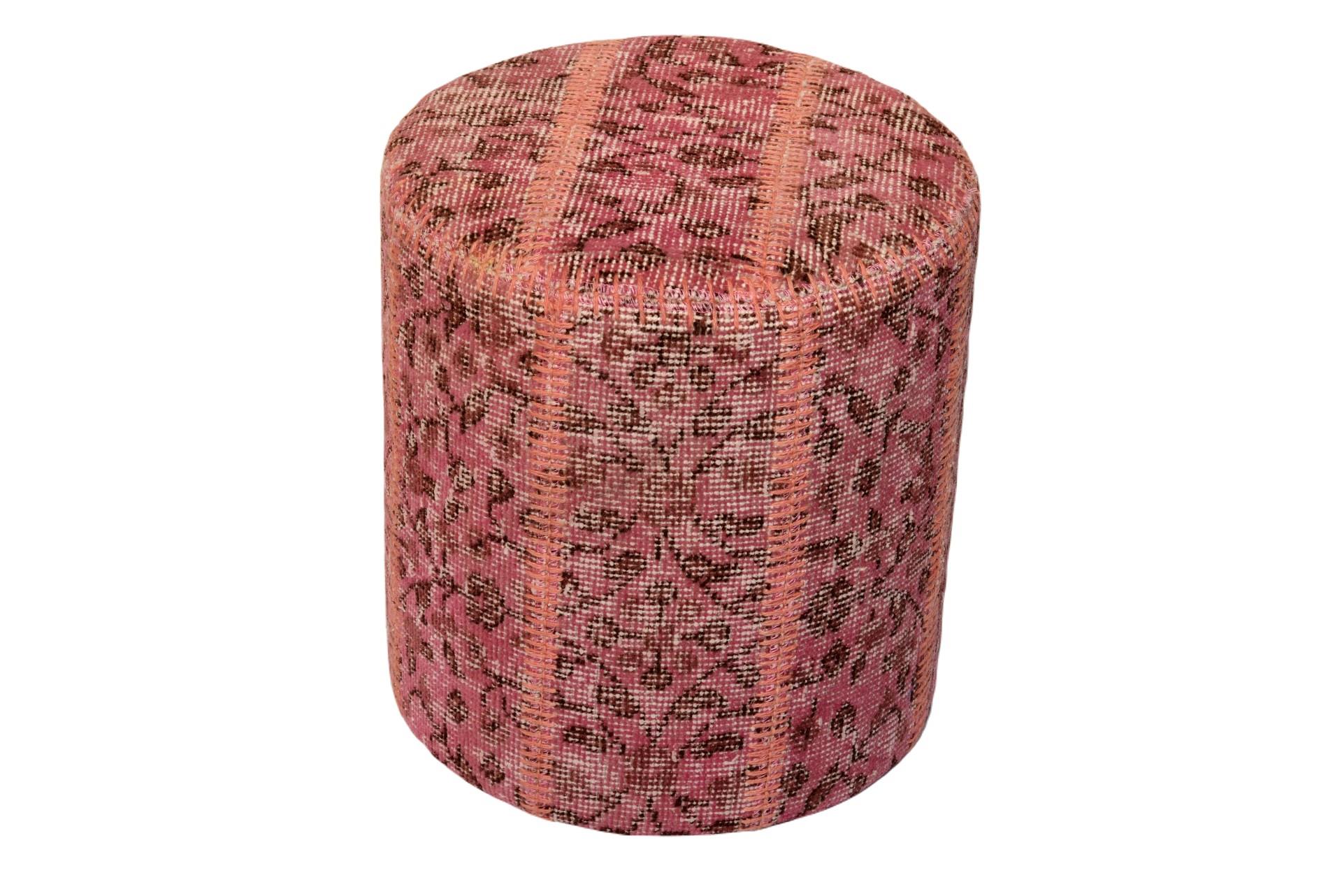 Madalyon Patchwork Puf Pembe Silindir