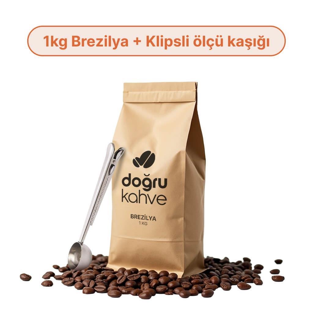 1 Kg Brezilya Filtre Kahve + Klipsli Ölçü Kaşığı