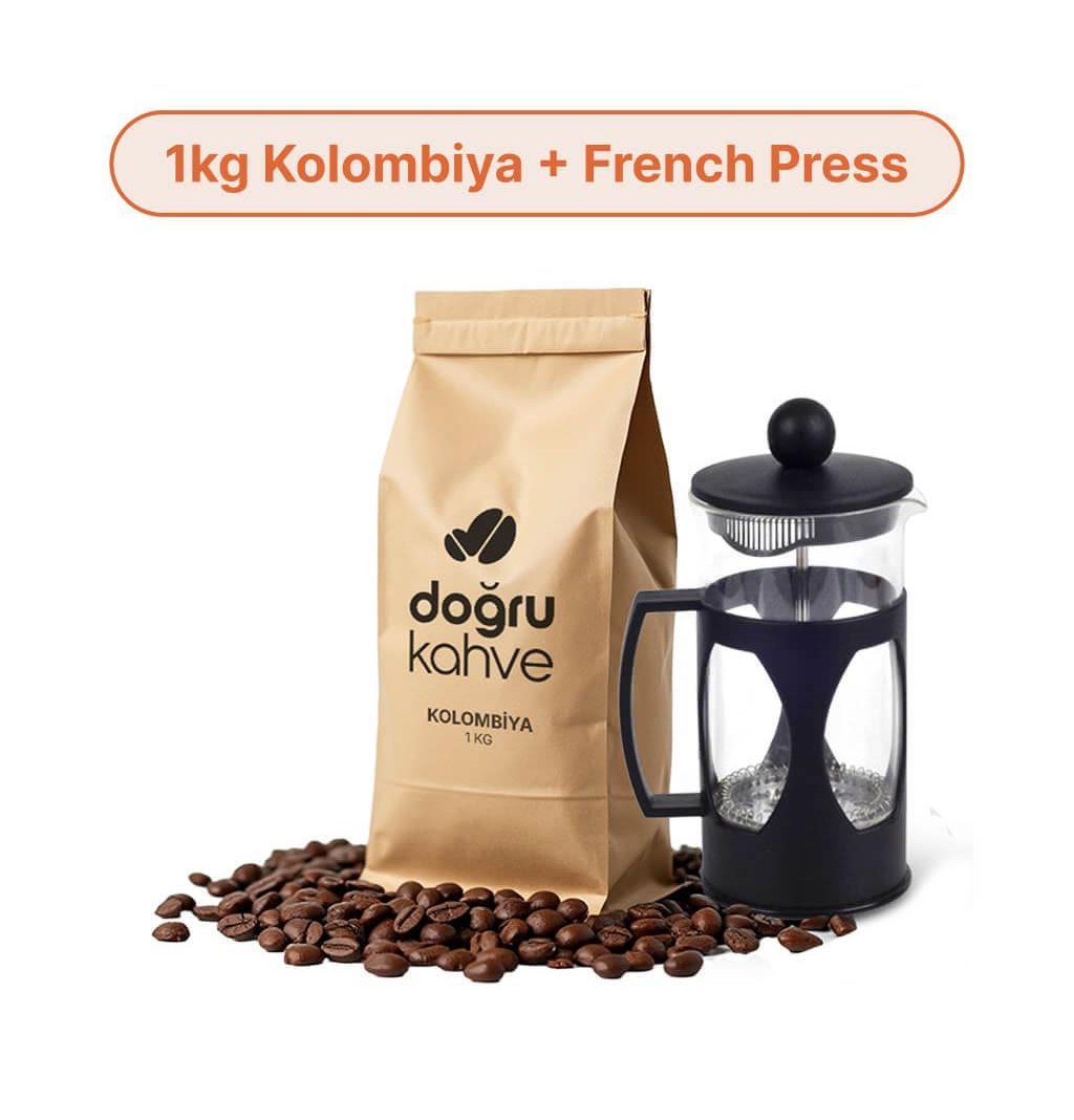 1 Kg Kolombiya Filtre Kahve + French Press