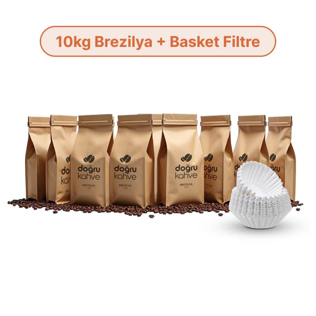 10 Kg Brezilya Filtre Kahve + 250 Adet Basket Filtre Kağıdı