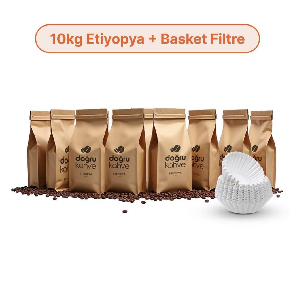 10 Kg Etiyopya Filtre Kahve + 250 Adet Basket Filtre Kağıdı