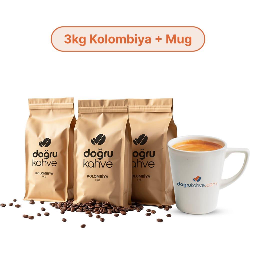 3 Kg Kolombiya Filtre Kahve + Baskılı Porselen Mug 220 ml