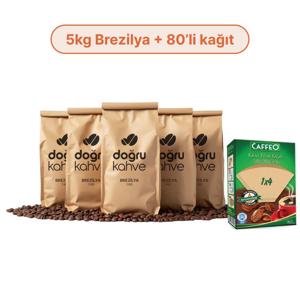 5 Kg Brezilya Filtre Kahve + 80'li Caffeo Filtre Kağıdı