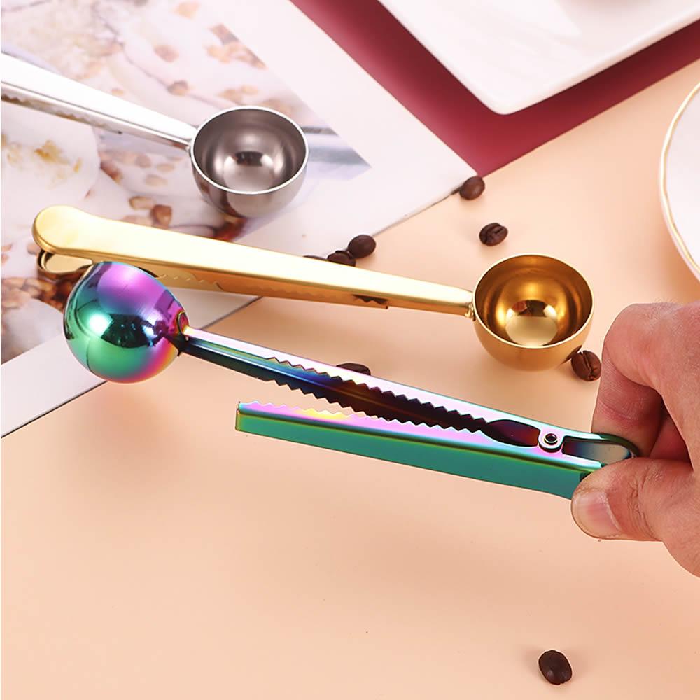 Kahve Ölçü Kaşığı ve Paket Klipsi | Dalgalı Mavi