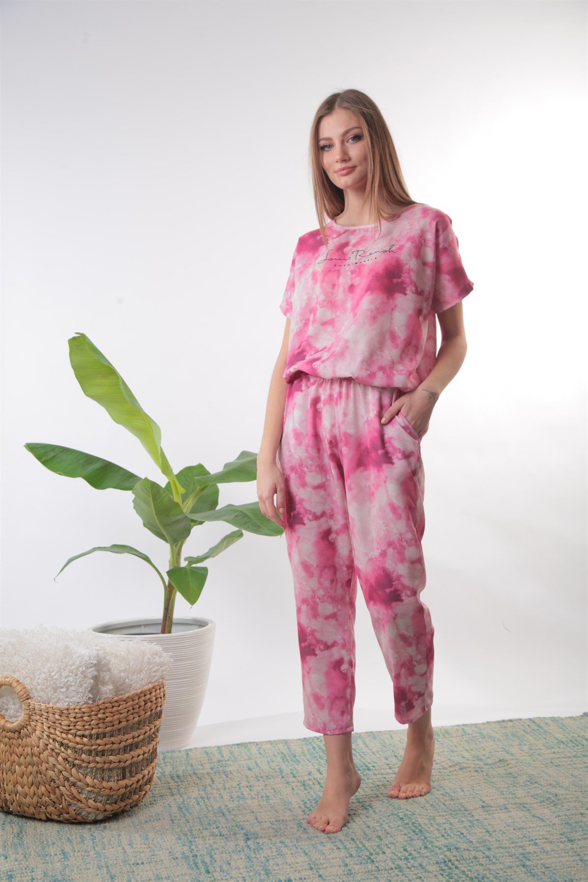 Batik Desen Fuşya Casual Takım