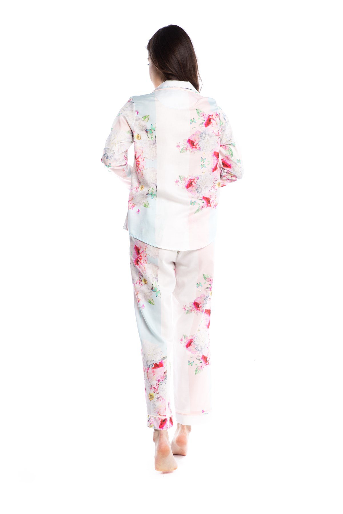 Çiçek Desenli Gömlek Bayan Pijama Takımı